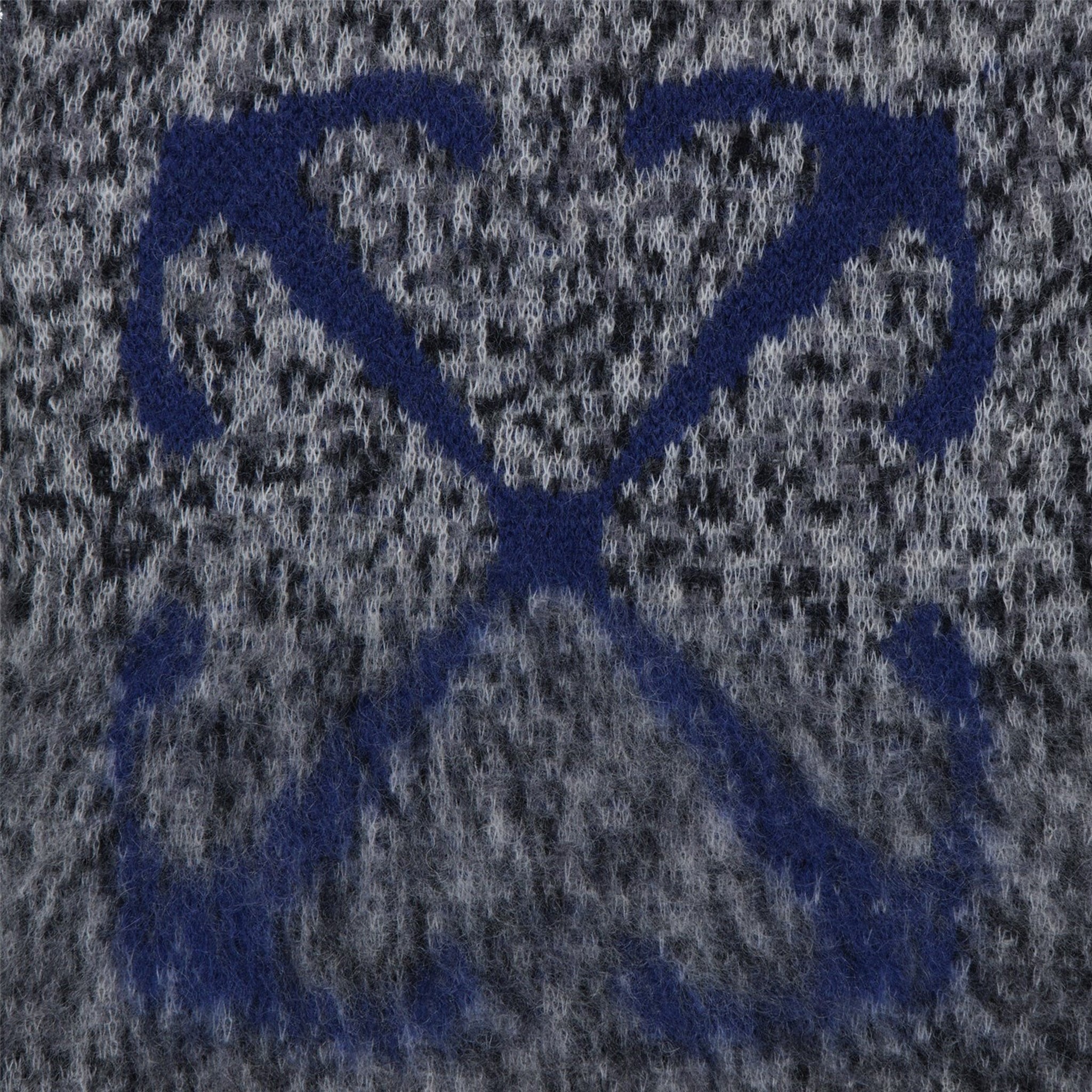 Close up view of Off-White Mohair Blend Dark Grey Scarf 