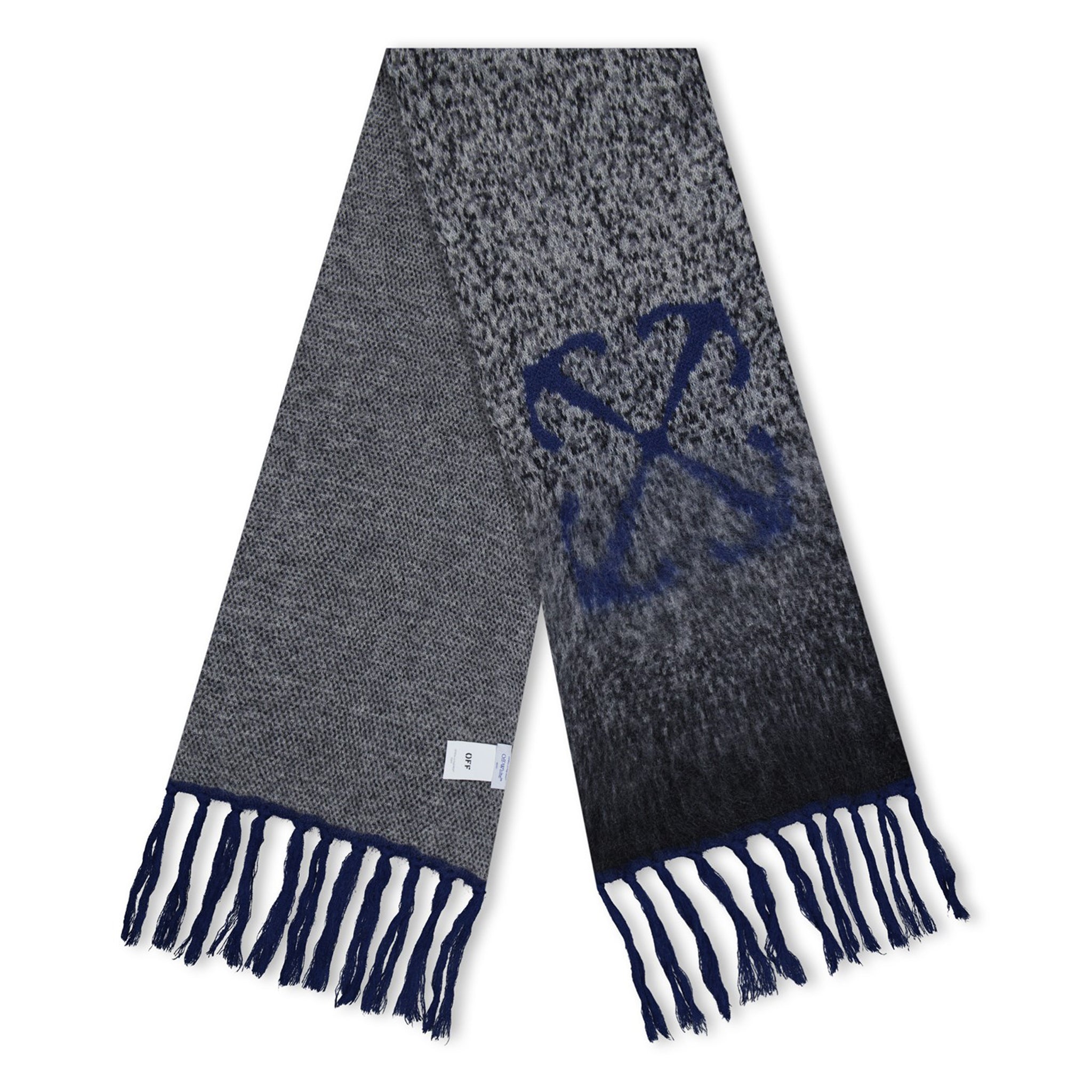 Image of Off-White Mohair Blend Dark Grey Scarf 