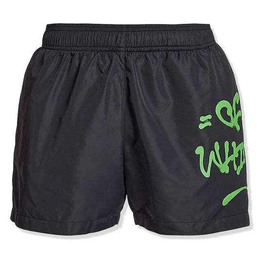 Off-White Neon Logo Print Black Swim Shorts