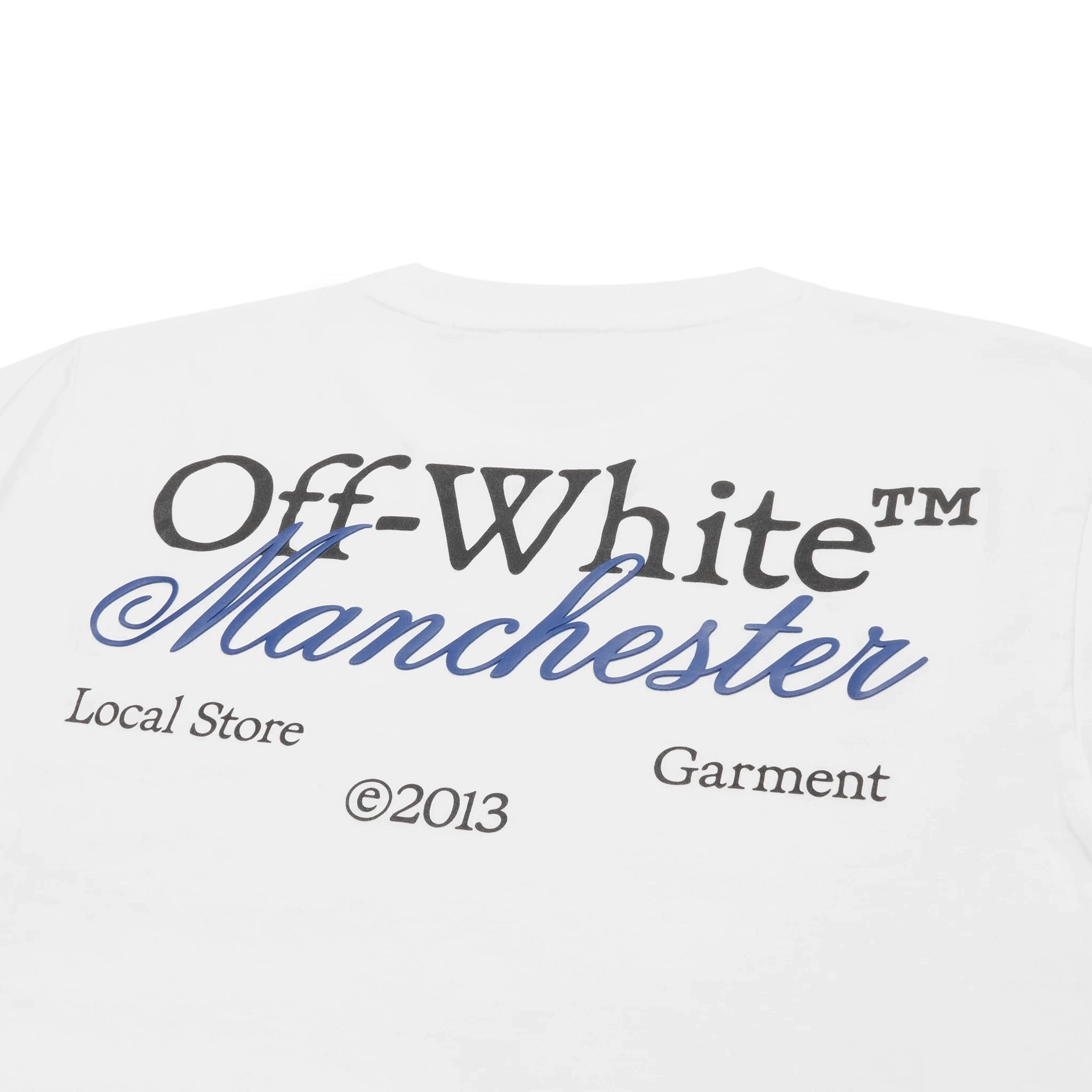 Back logo view of Off-White Off Manchester Exclusive White T Shirt