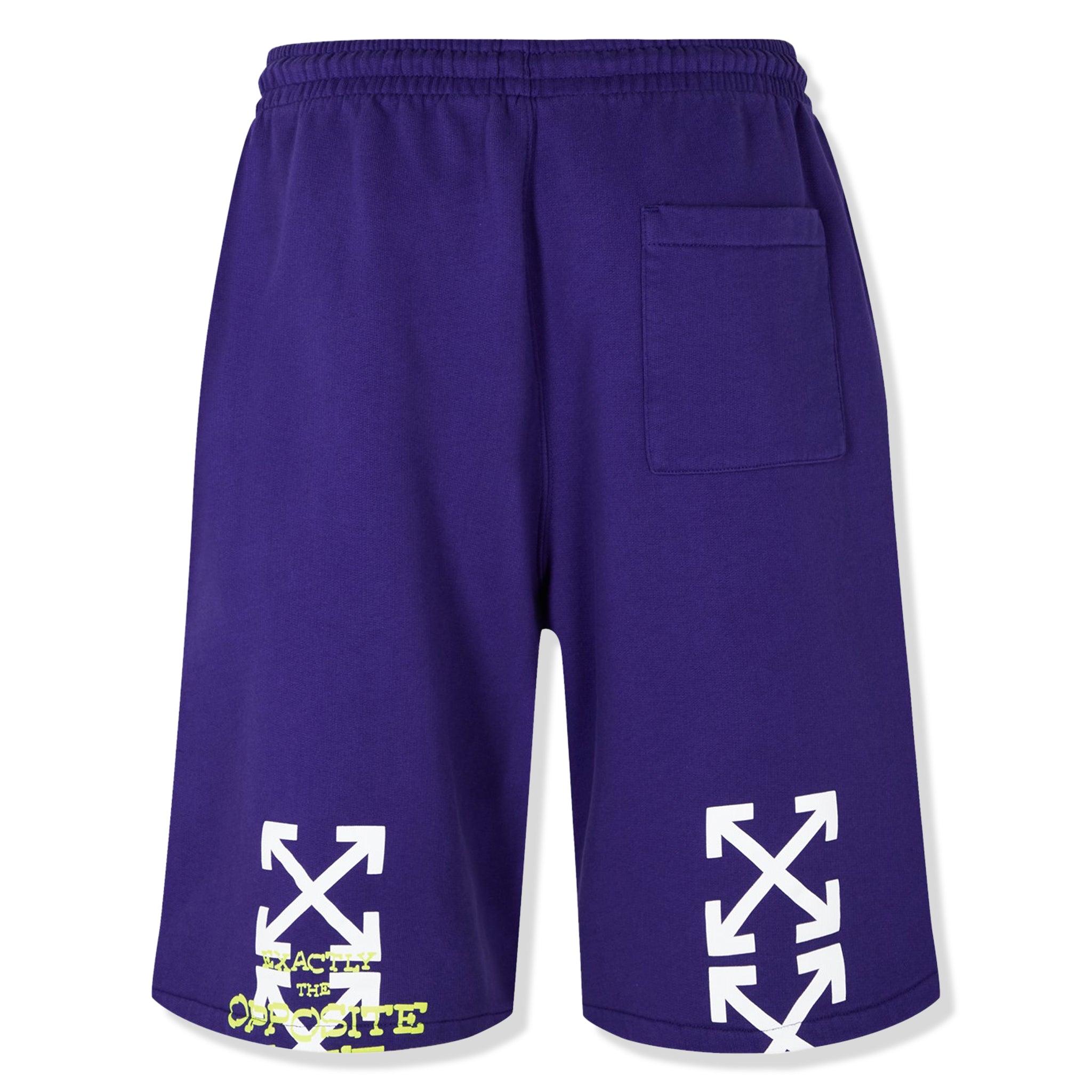 Back view of Off-White Opposite Arrows Skate Purple Sweat Shorts