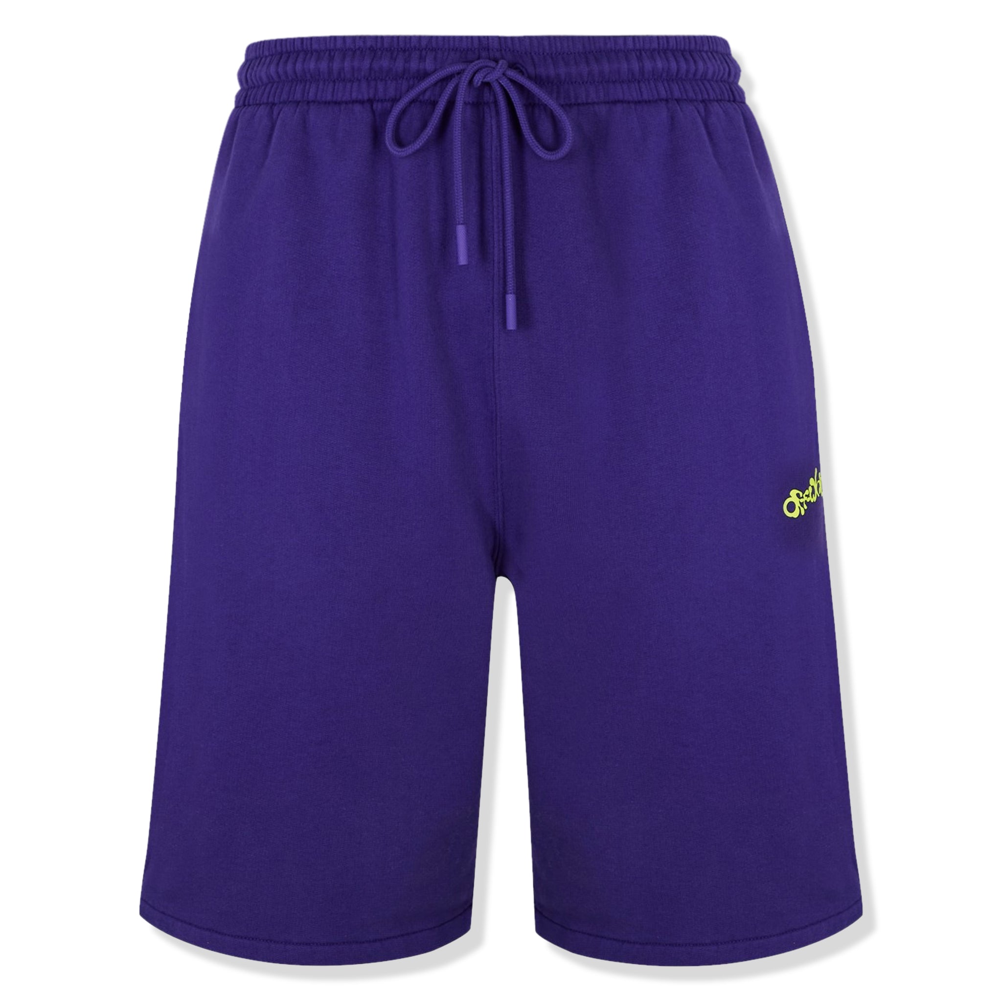 Front view of Off-White Opposite Arrows Skate Purple Sweat Shorts