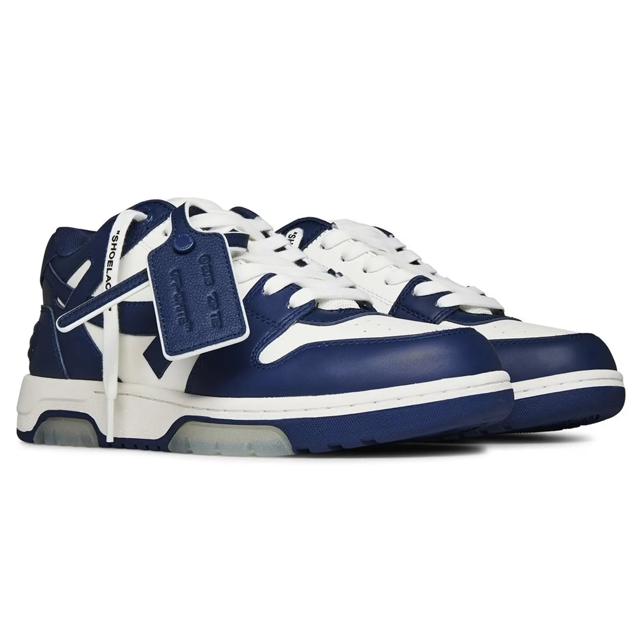 Pair view of Off White Out Of Office Navy Blue White Trainers