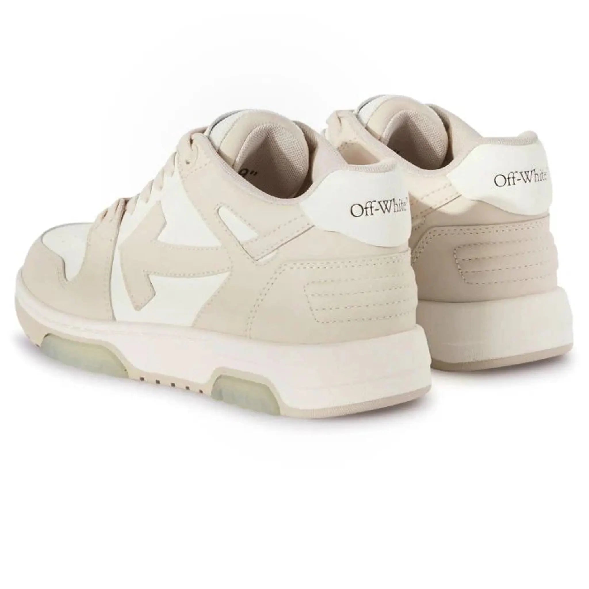 Back view of Off White Out Of Office White Beige Trainers (W)