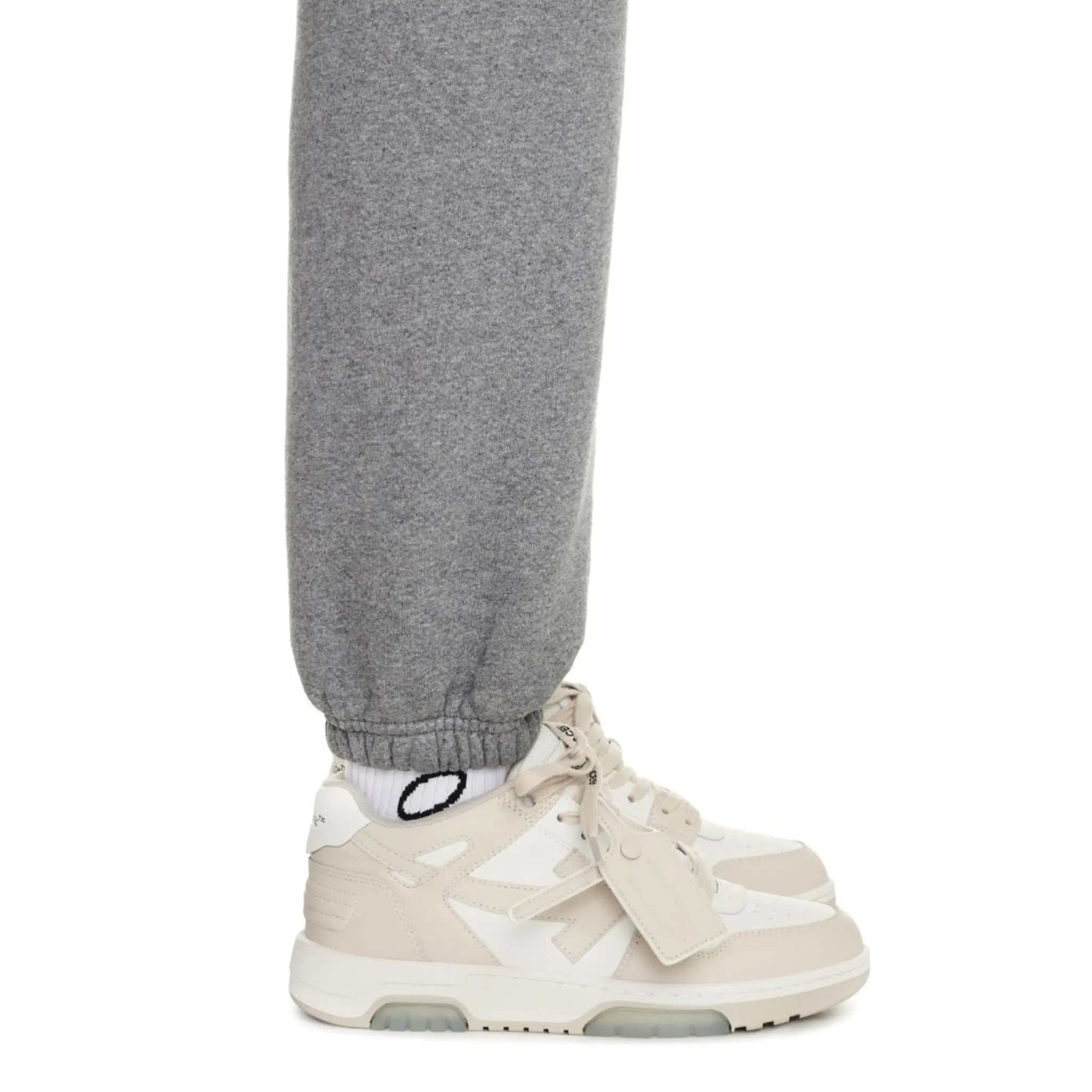 Model view of Off White Out Of Office White Beige Trainers (W)