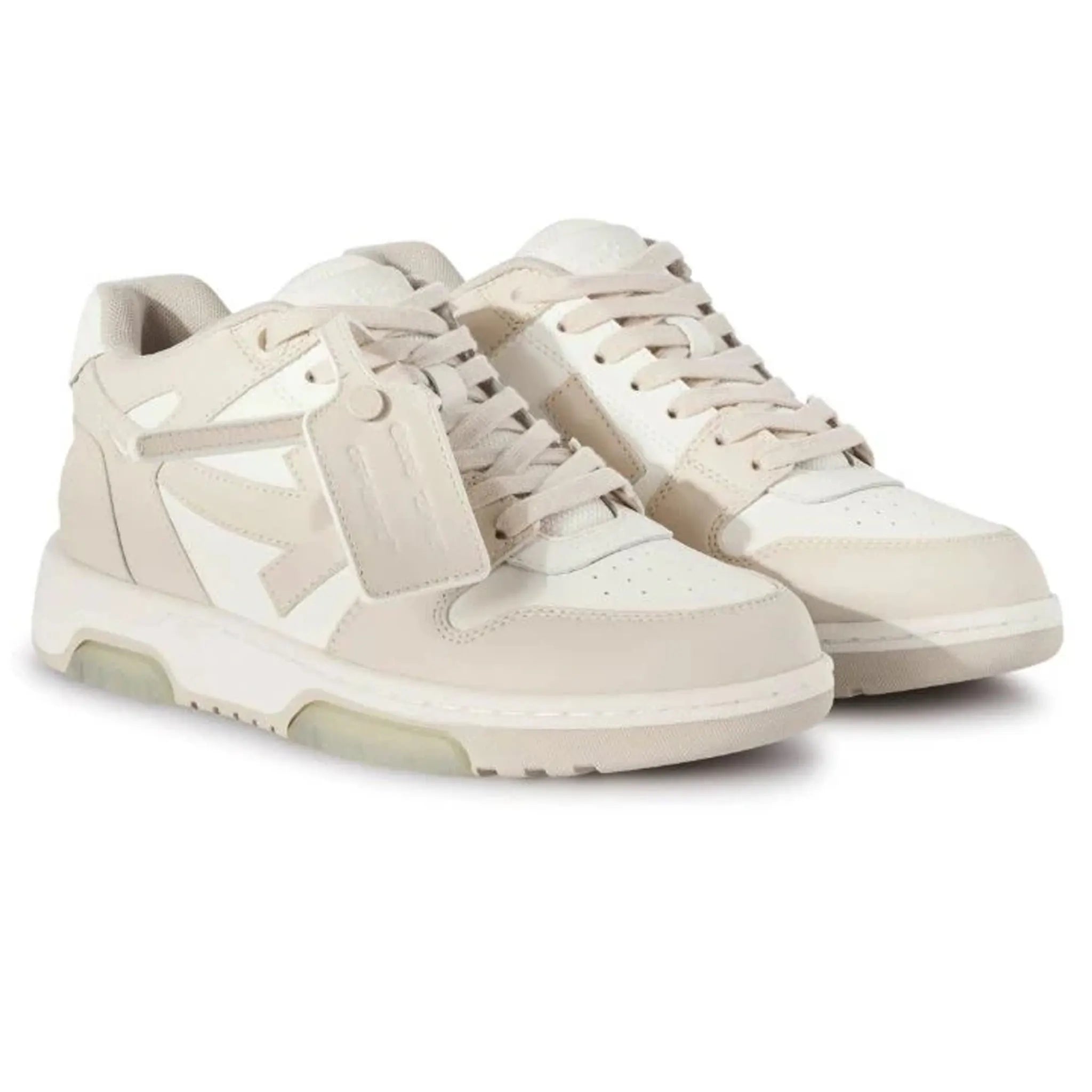 Pair view of Off White Out Of Office White Beige Trainers (W)