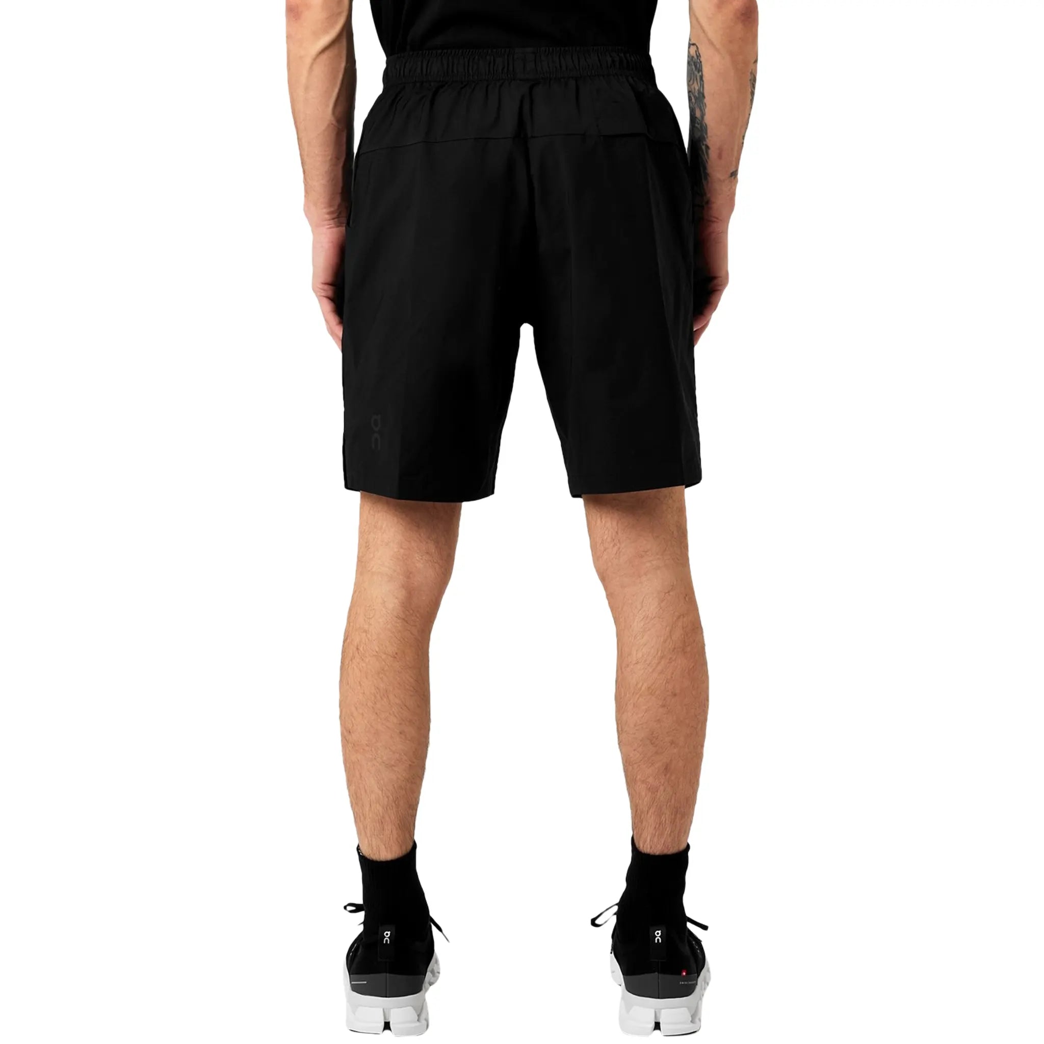 Model Back view of On Running All-Day Black Shorts 1MD30150553