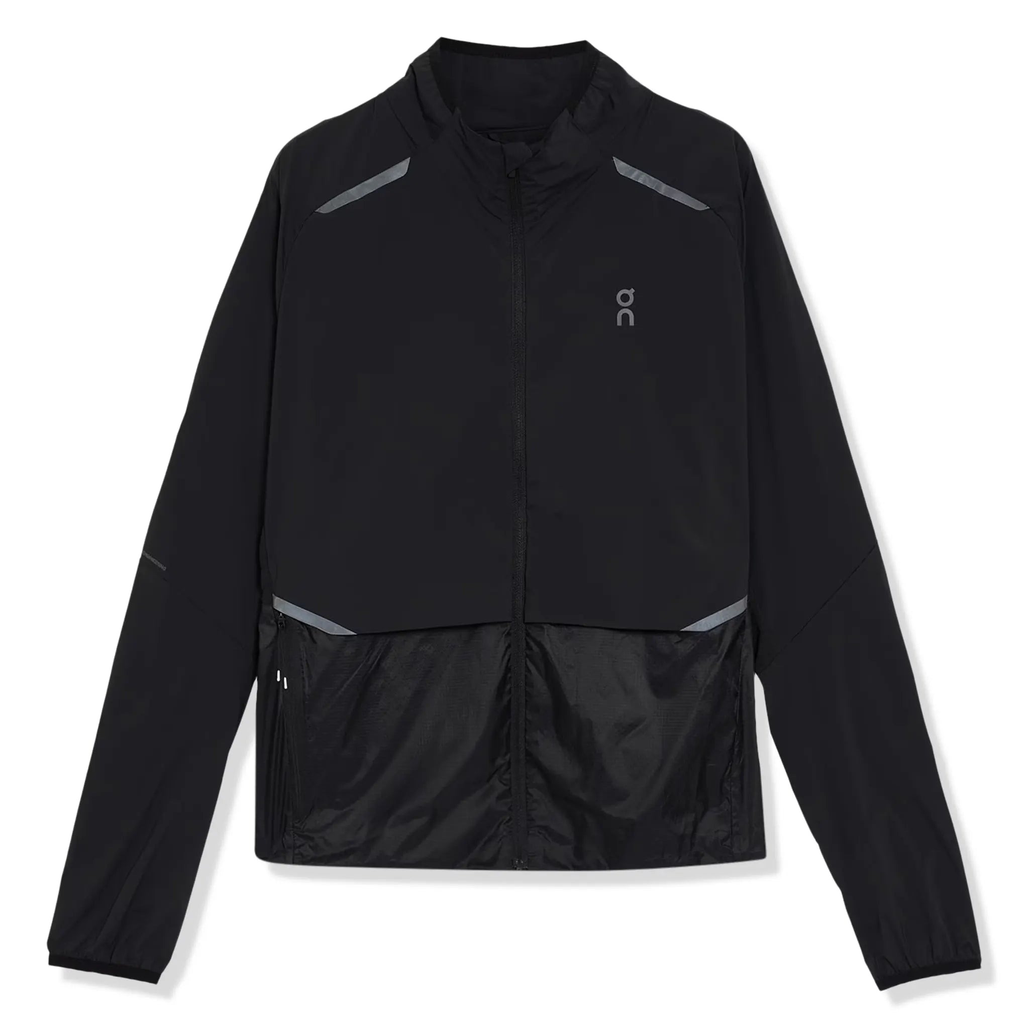 Front view of On Running Black Weather Jacket 1ME10310553