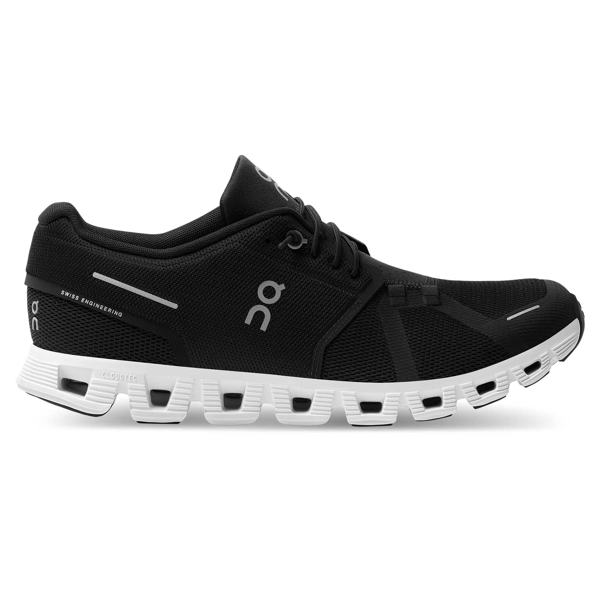 Front view of On Running Cloud 5 Black White Shoes 59.98919