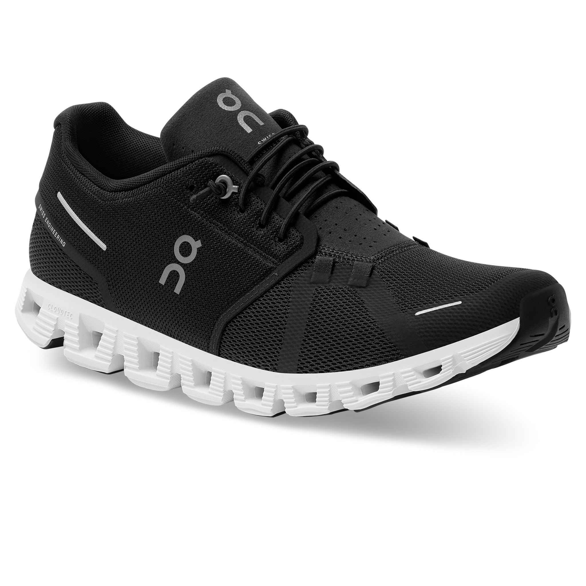 Front side view of On Running Cloud 5 Black White Shoes 59.98919