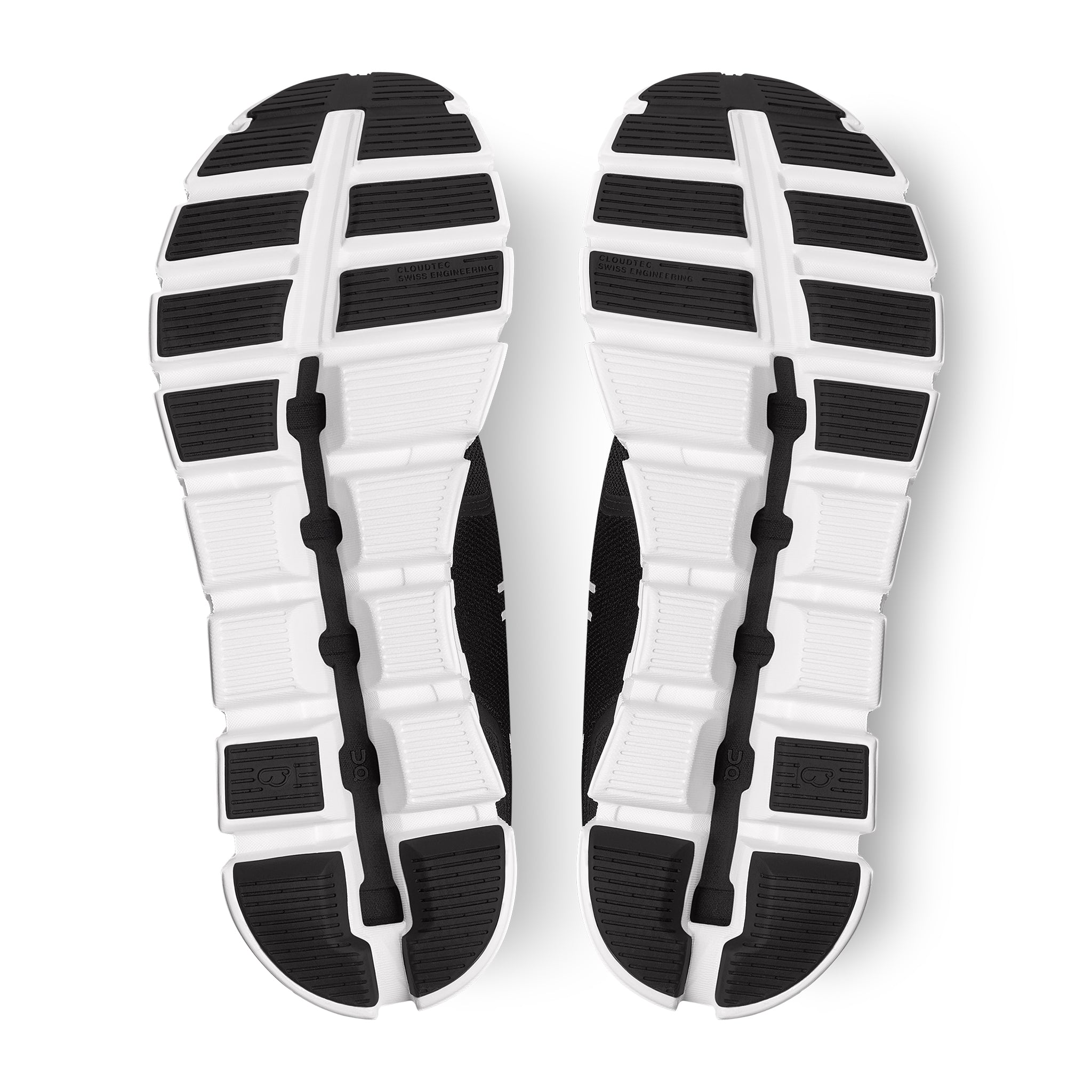 Sole view of On Running Cloud 5 Black White Shoes 59.98919