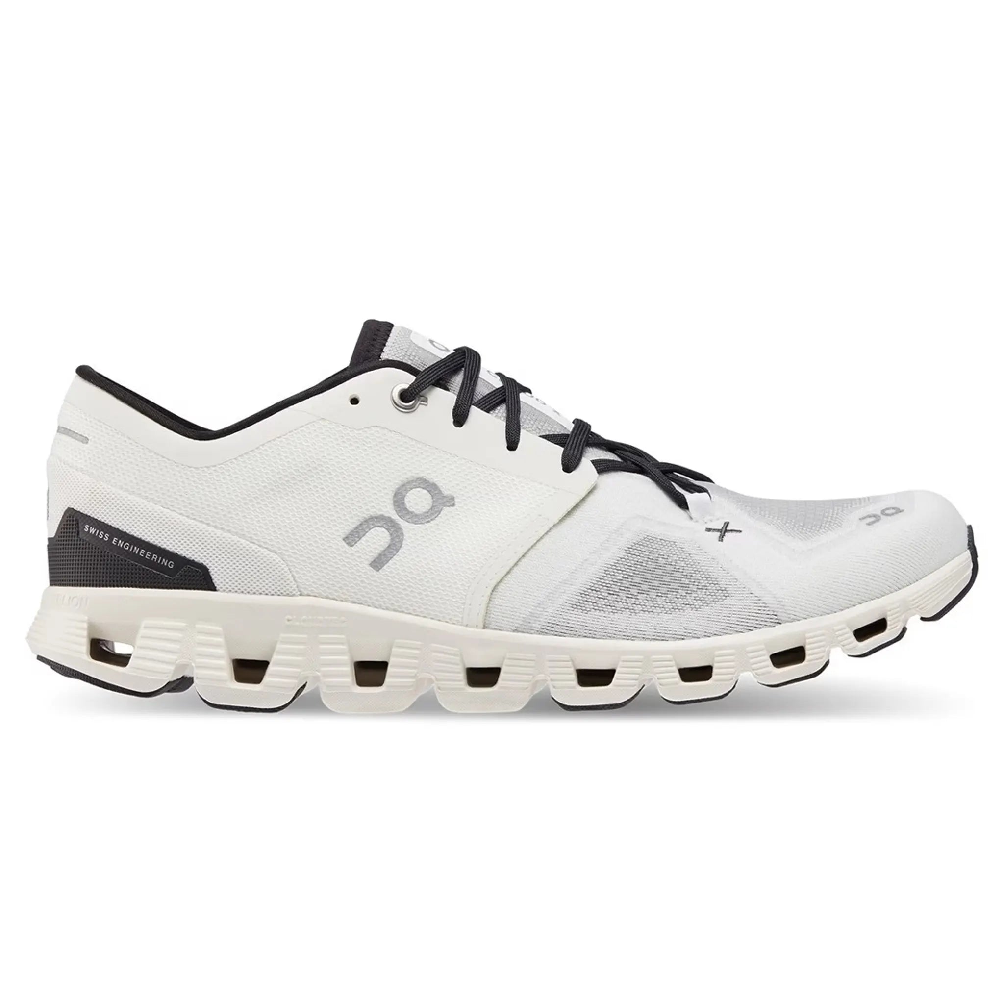 Side view of On Running Cloud X 3 Ivory Black 60-98706