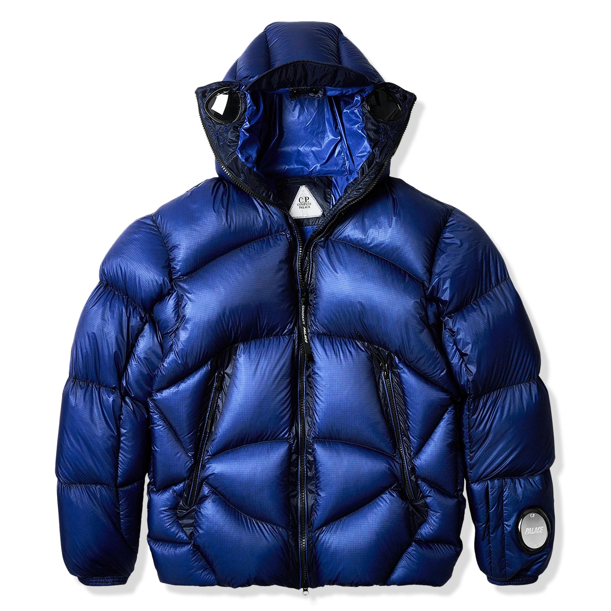 Front view of Palace x C.P. Company Bright Cobalt Puffer Jacket OW003A006099A867
