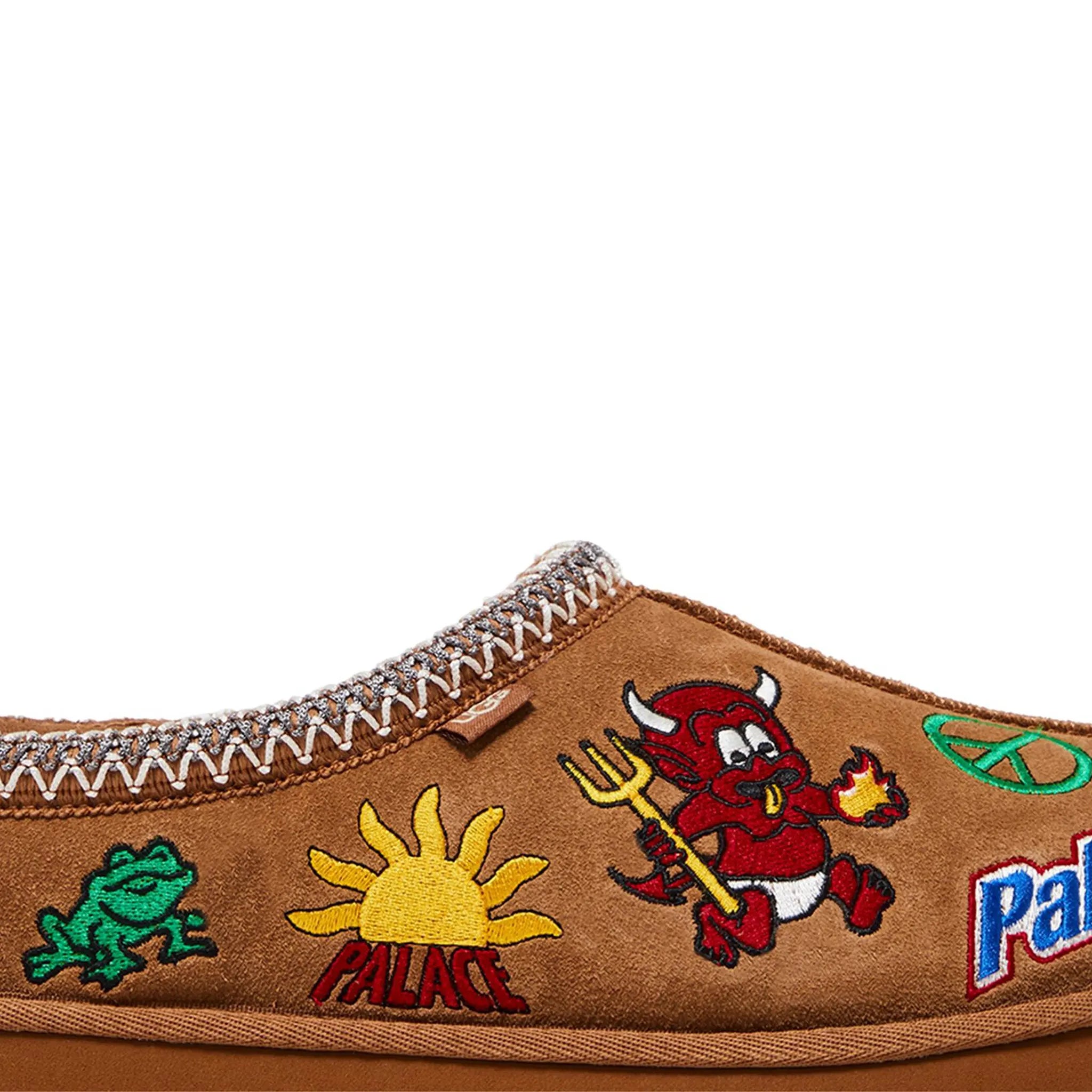 Detail view of Palace x UGG Tasman Chestnut Slippers 1157290-CHE