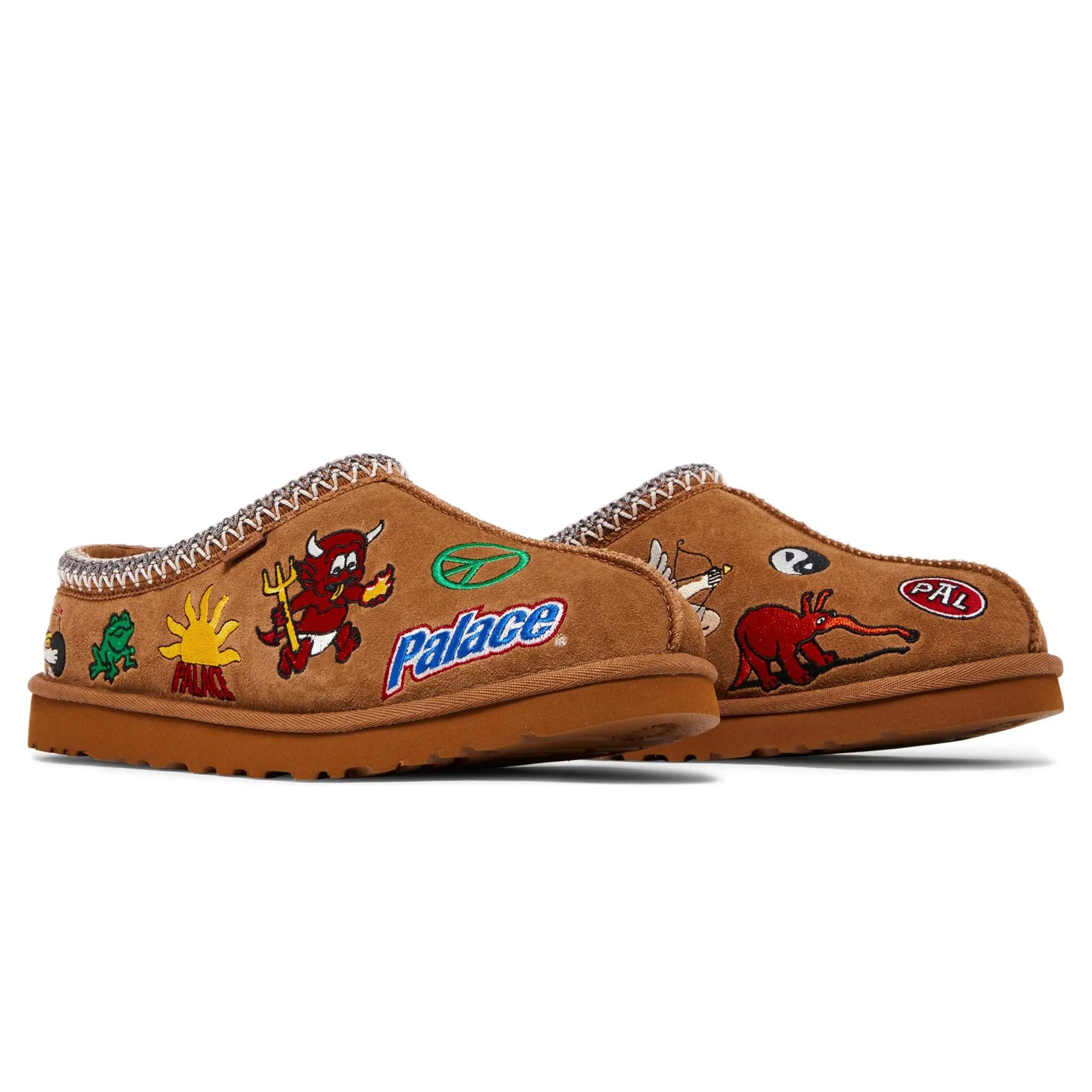 Front side view of Palace x UGG Tasman Chestnut Slippers 1157290-CHE