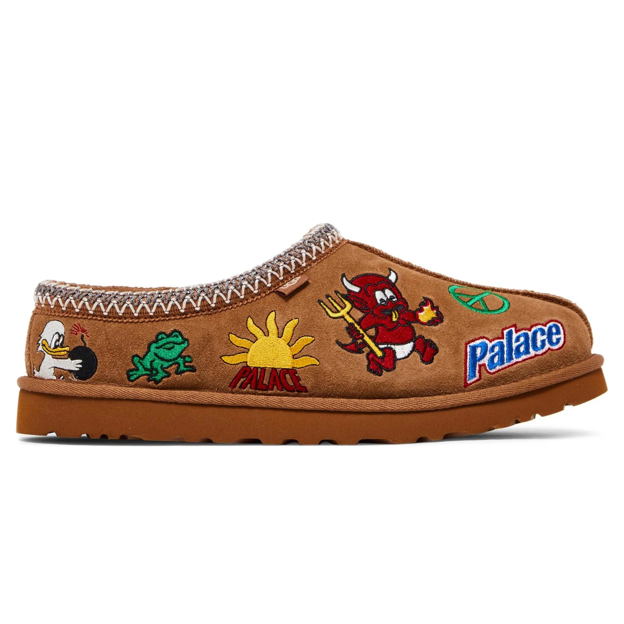 Side view of Palace x UGG Tasman Chestnut Slippers 1157290-CHE