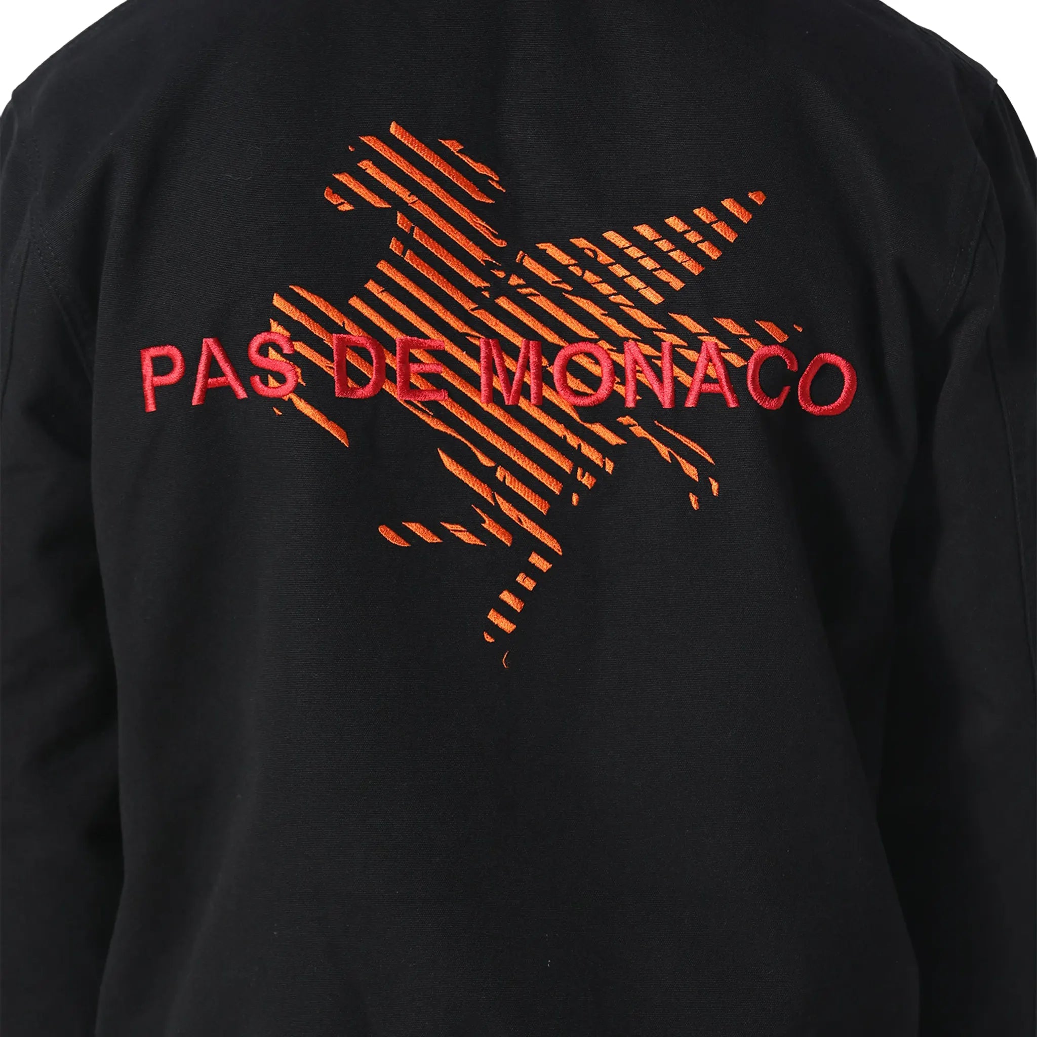Detailed Back View of Pas De Monaco Canvas Race Black Jacket PKK22T002-Q11