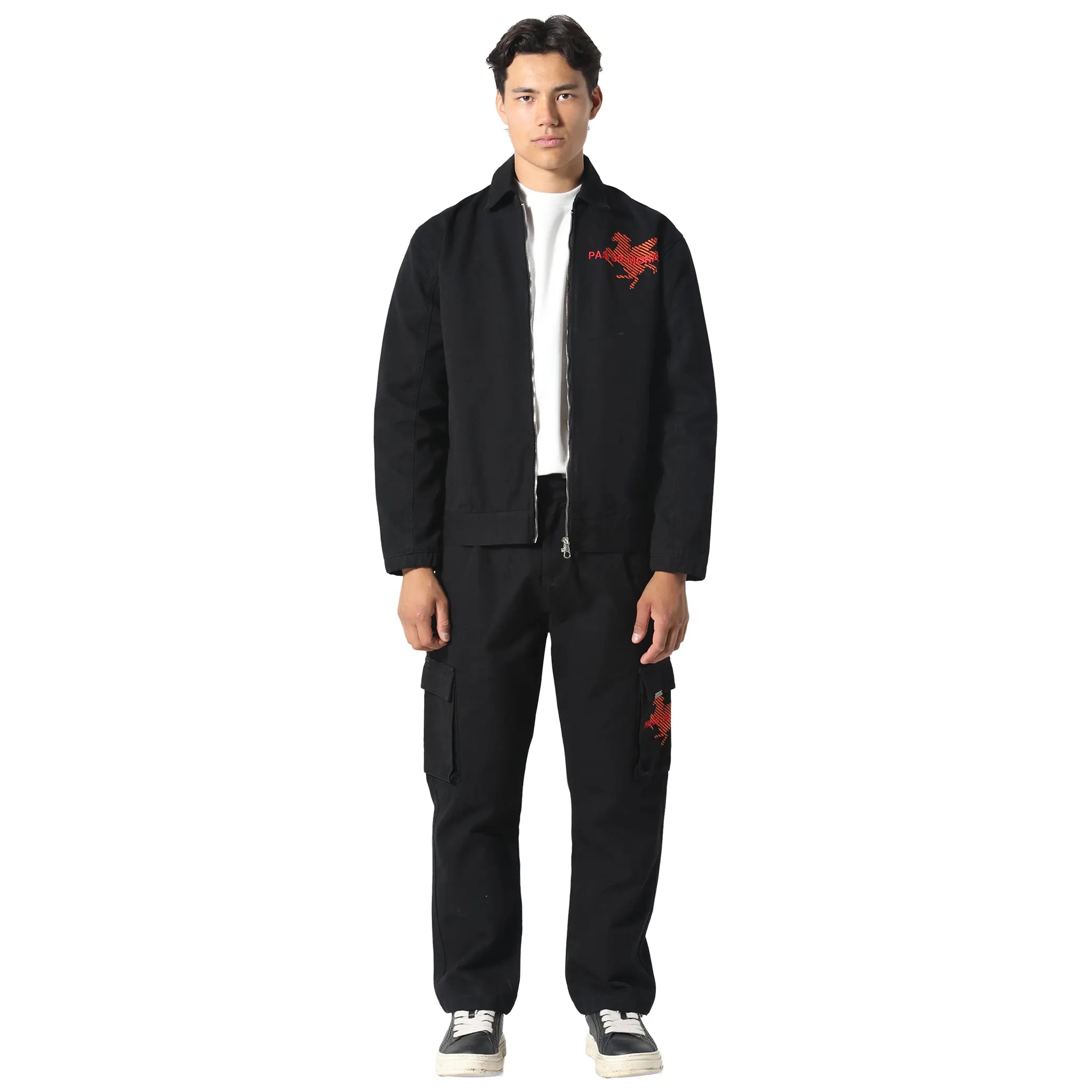 Front View of Pas De Monaco Canvas Race Black Jacket PKK22T002-Q11