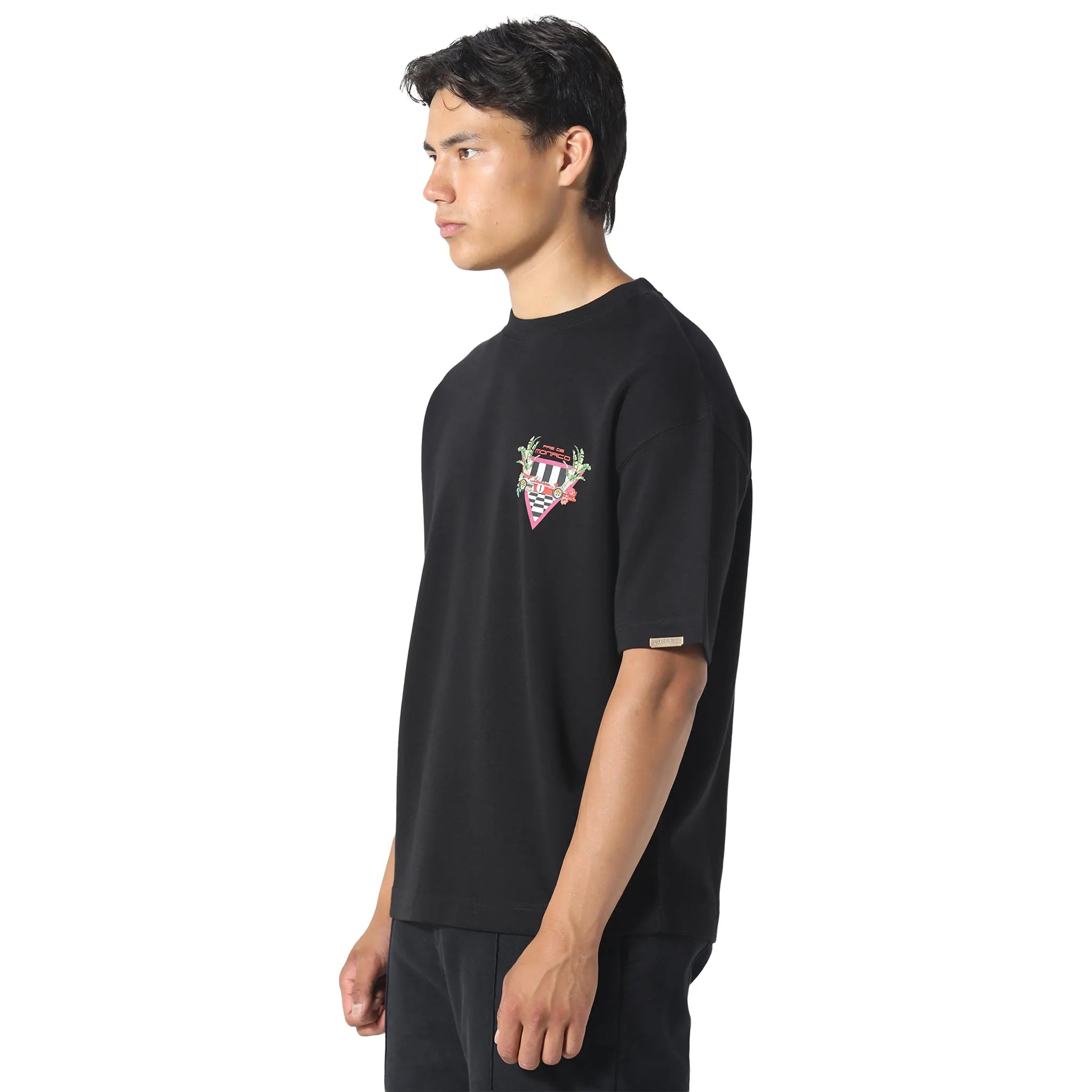 Front Side View of Pas De Monaco Formular Check Black T-Shirt PKK22O00D-Q11