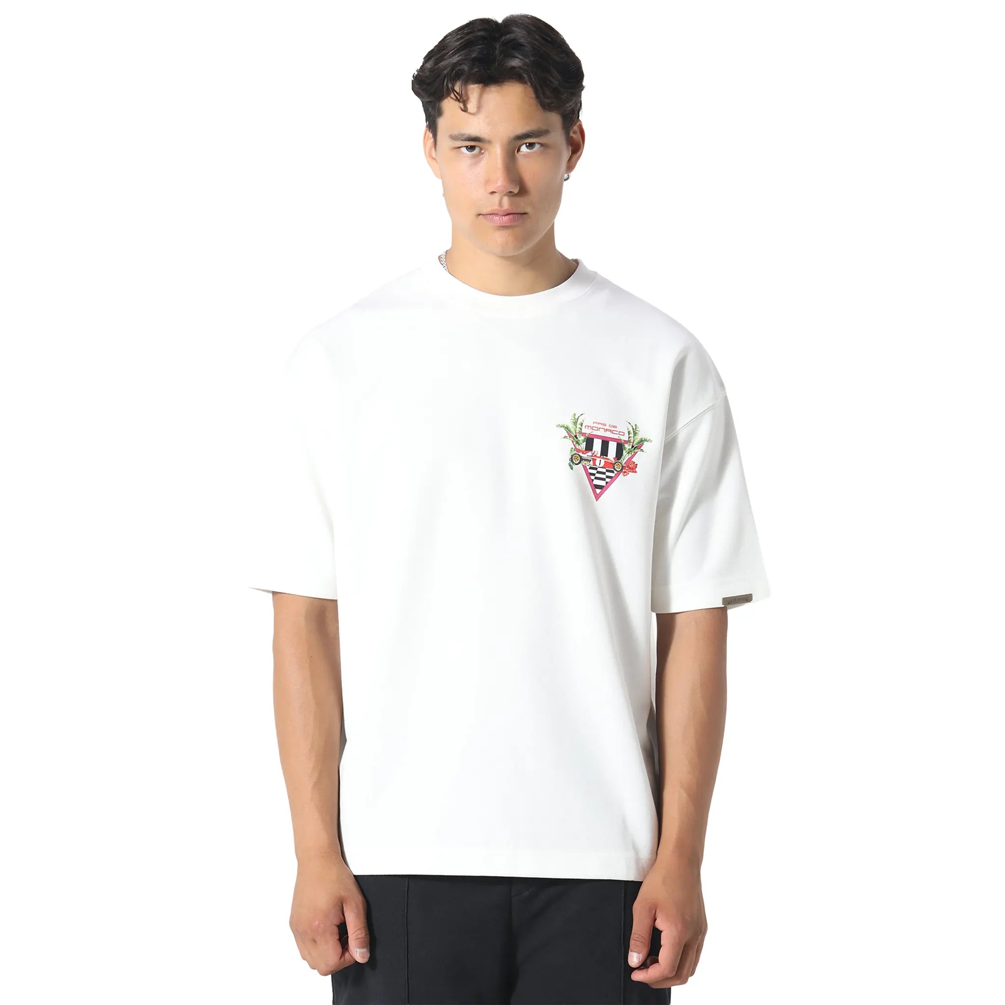 Front View of Pas De Monaco Formular Check Off White T-Shirt PKK22O00D-A11