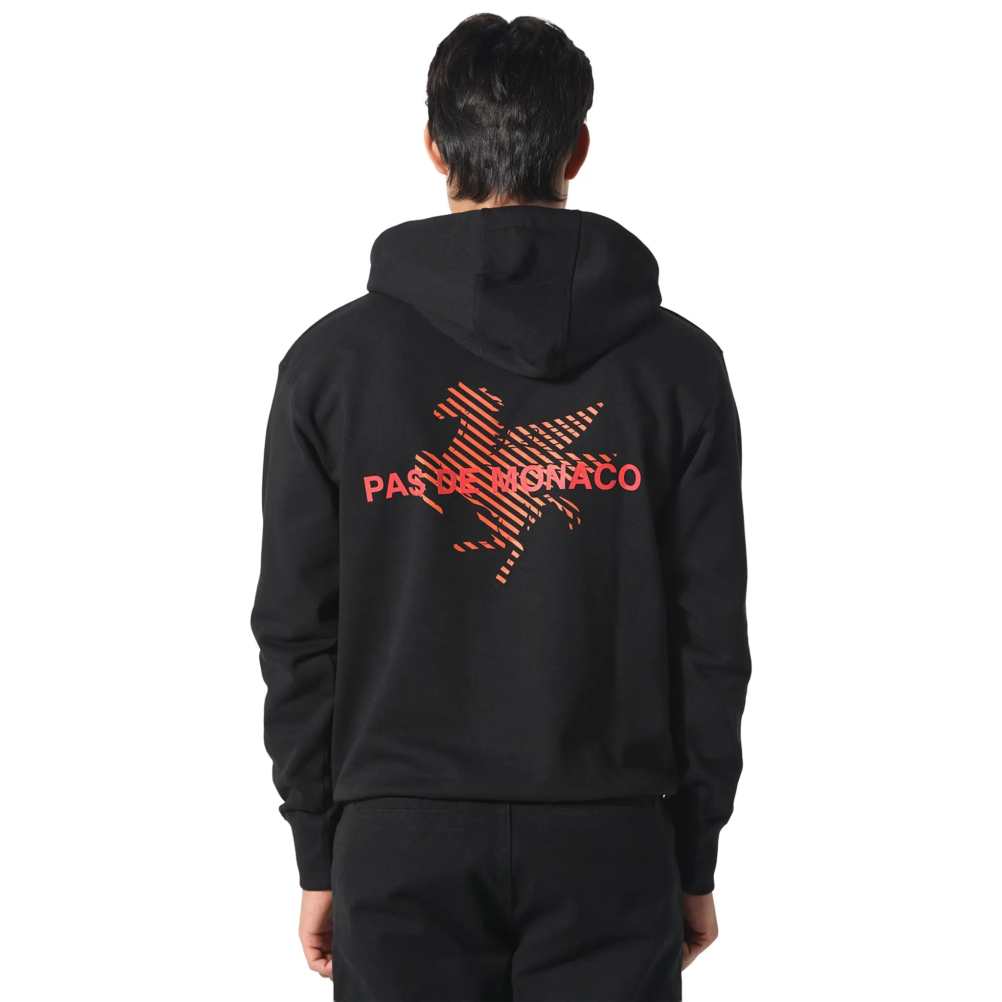 Back View of Pas De Monaco La Pegaus Chevron Black Hoodie PKK22S005-Q11