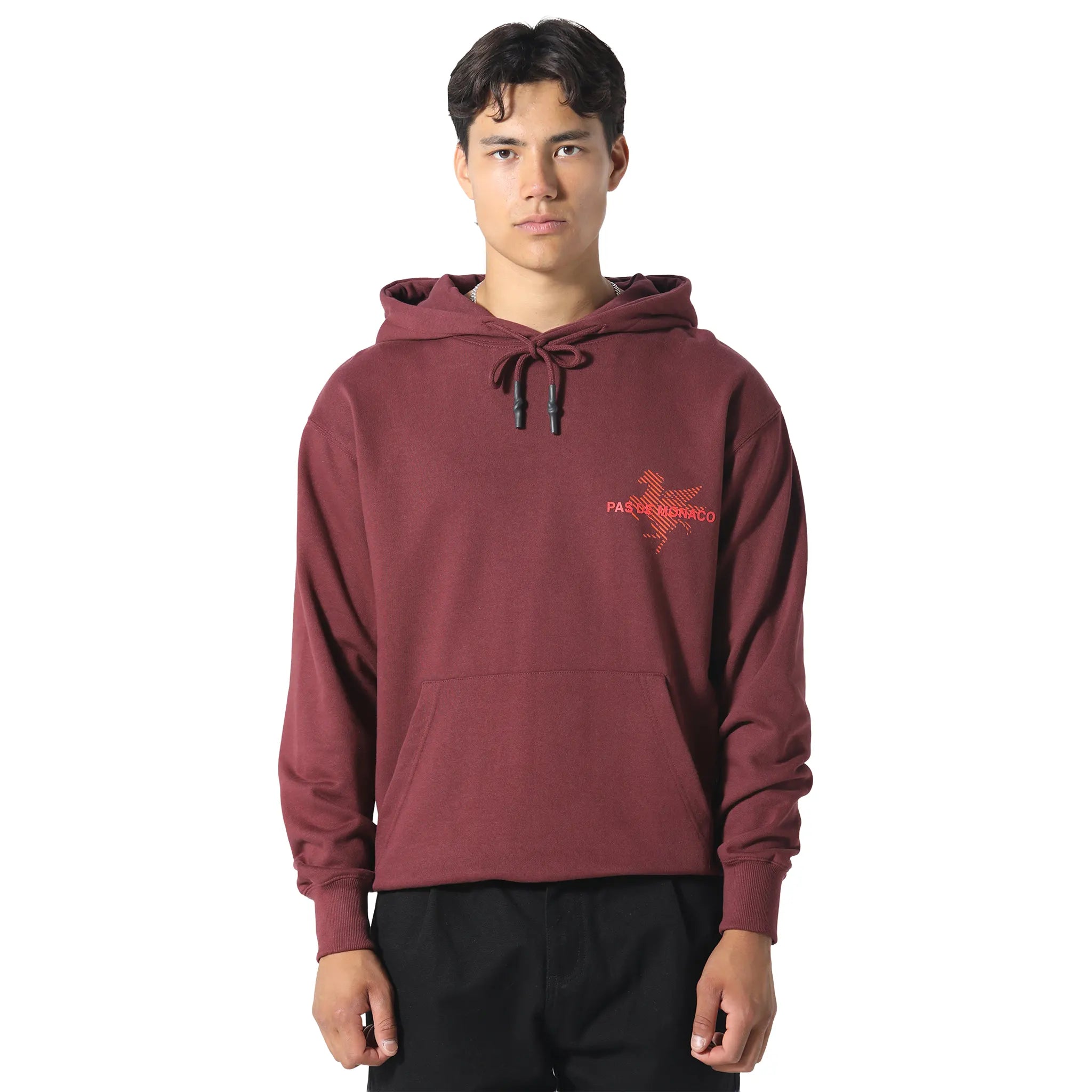 Front View of Pas De Monaco La Pegaus Chevron Deep Maroon Hoodie PKK22S005-O11