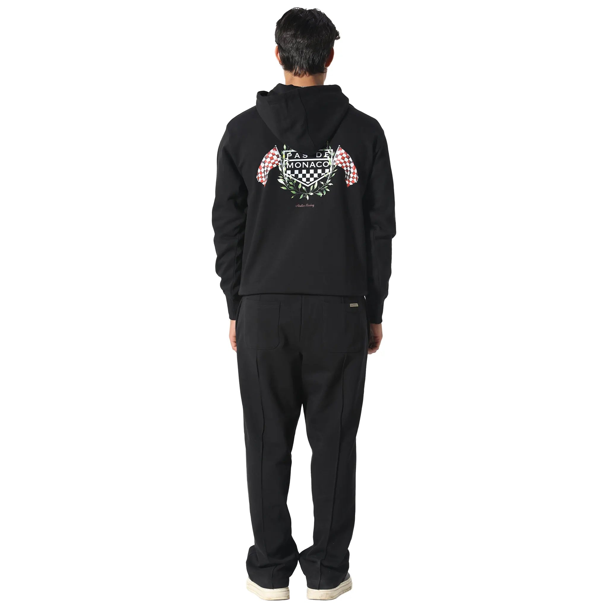 Back View of Pas De Monaco La Race Black Hoodie PKK22S003-Q11