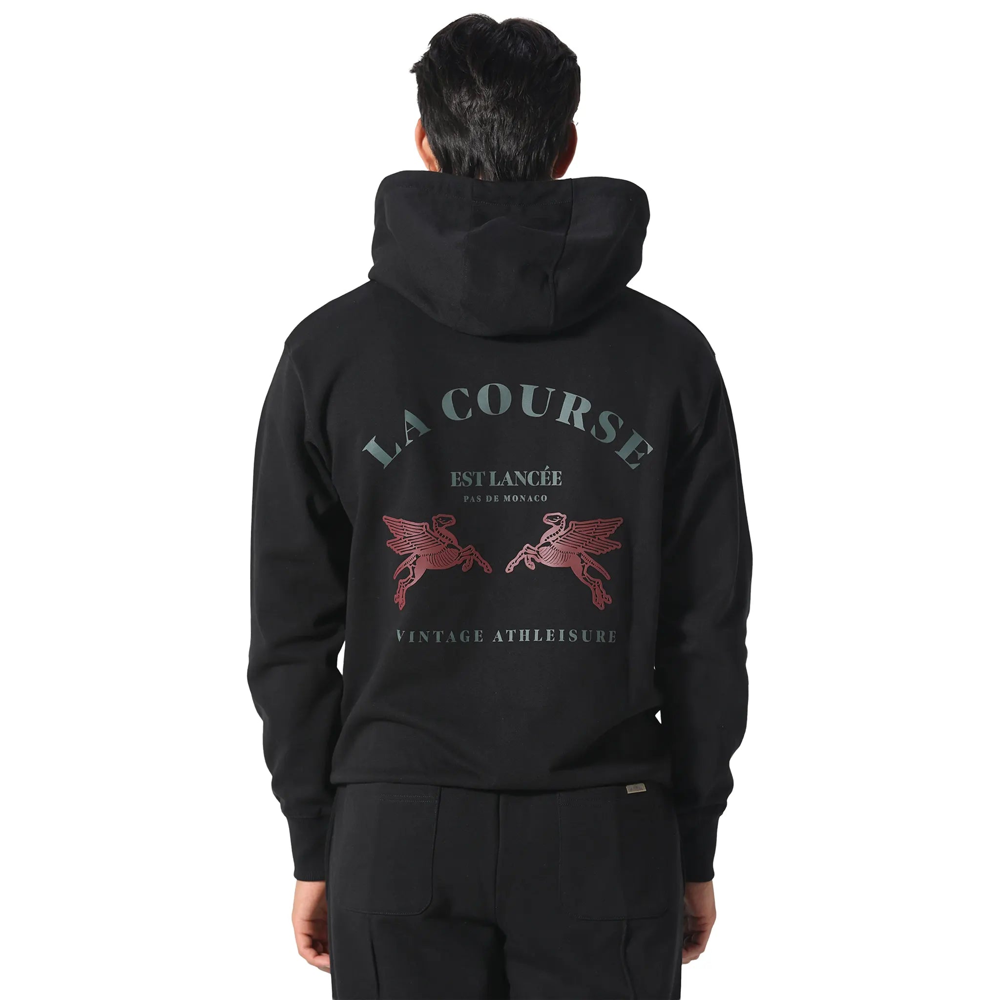 Back View of Pas De Monaco Le Course Black Hoodie PKK22S004-Q11