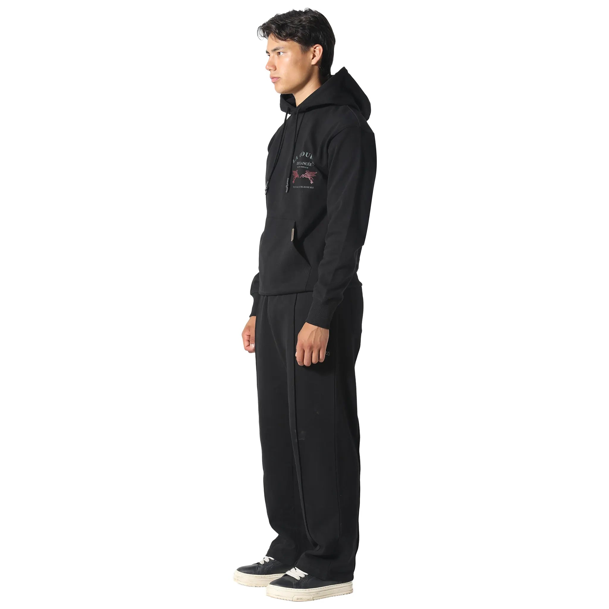 Front Side View of Pas De Monaco Le Course Black Hoodie PKK22S004-Q11