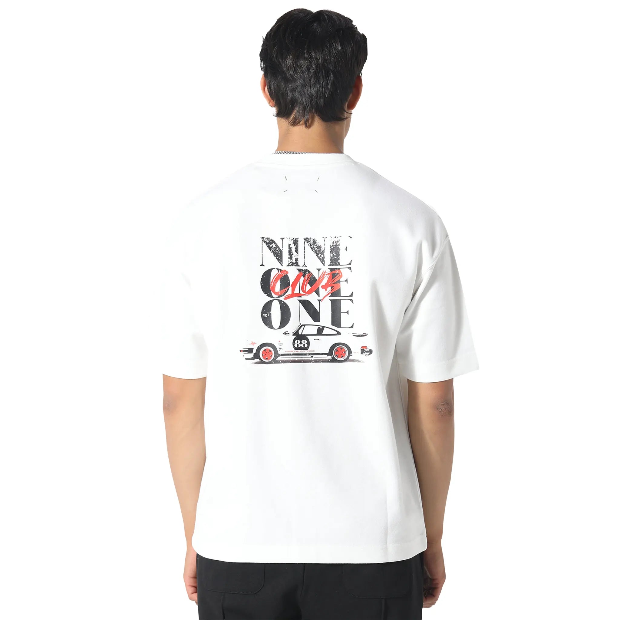 Back View of Pas De Monaco Nine One One Off White T-Shirt 5060615205479