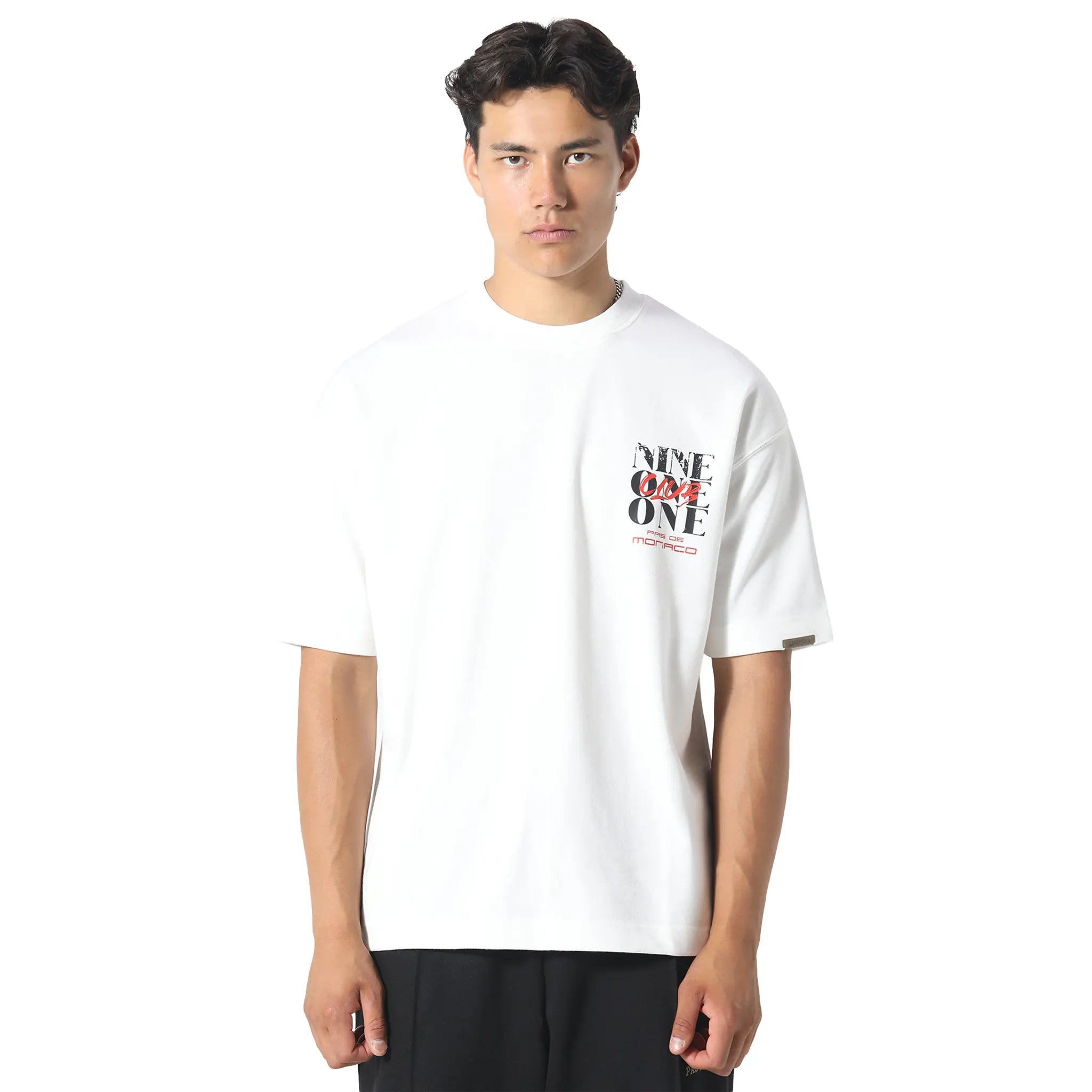 Front View of Pas De Monaco Nine One One Off White T-Shirt 5060615205479