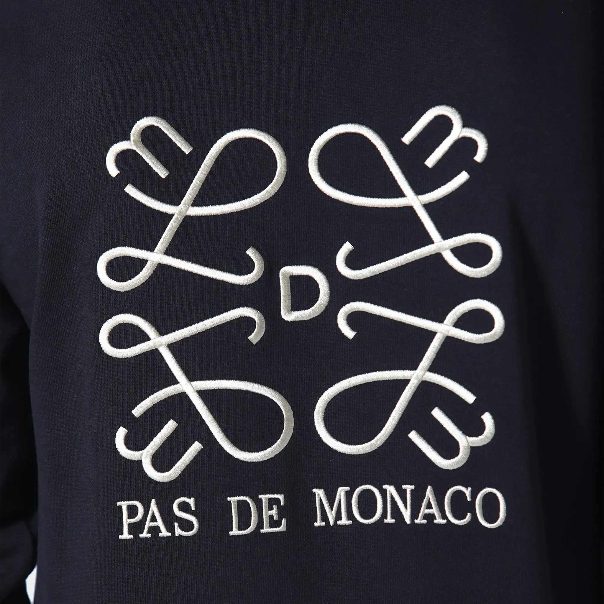 Detailed Chest View of Pas De Monaco Prestige Black Hoodie 5060615213740