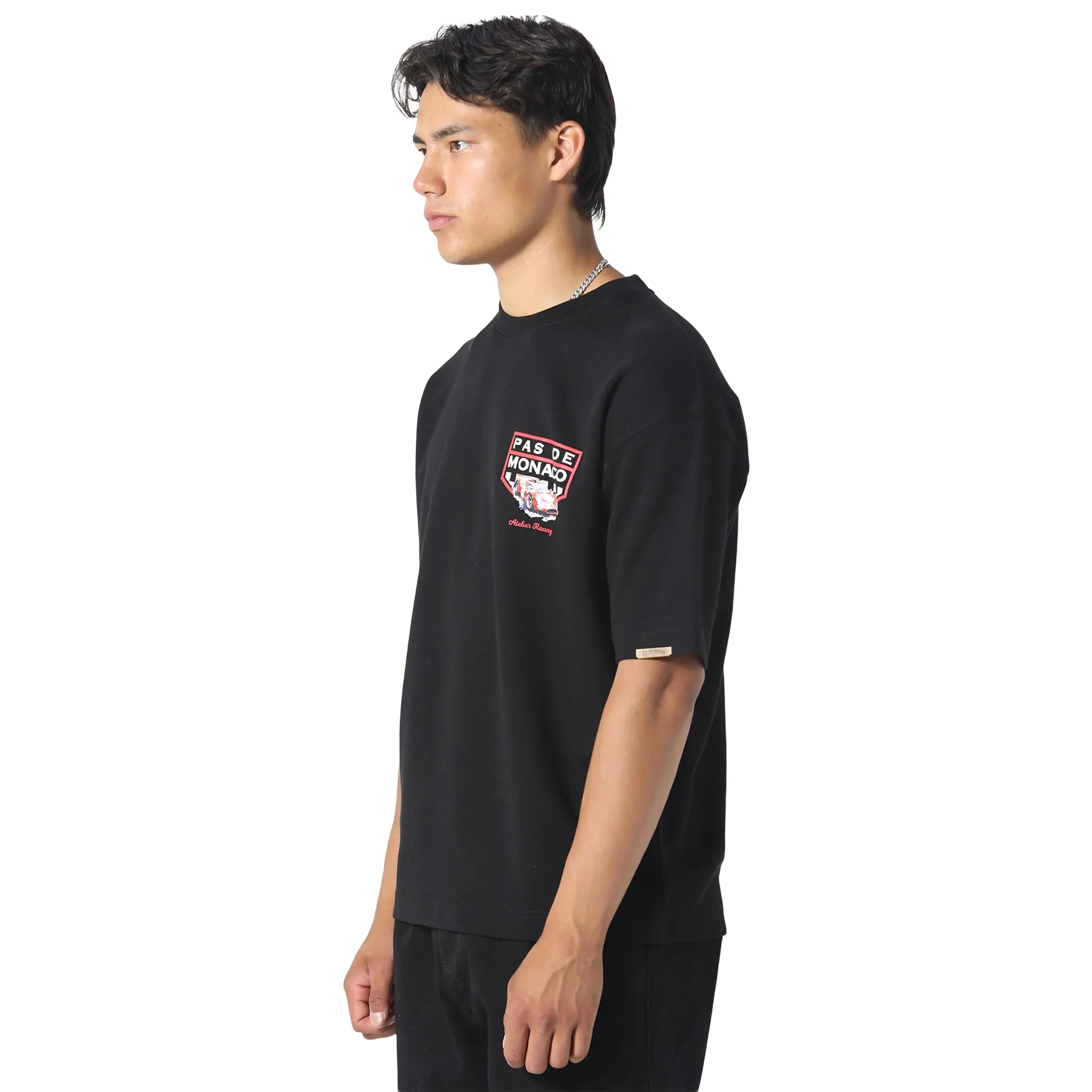 Front Side View of Pas De Monaco Victory Black T-Shirt 5060615212880