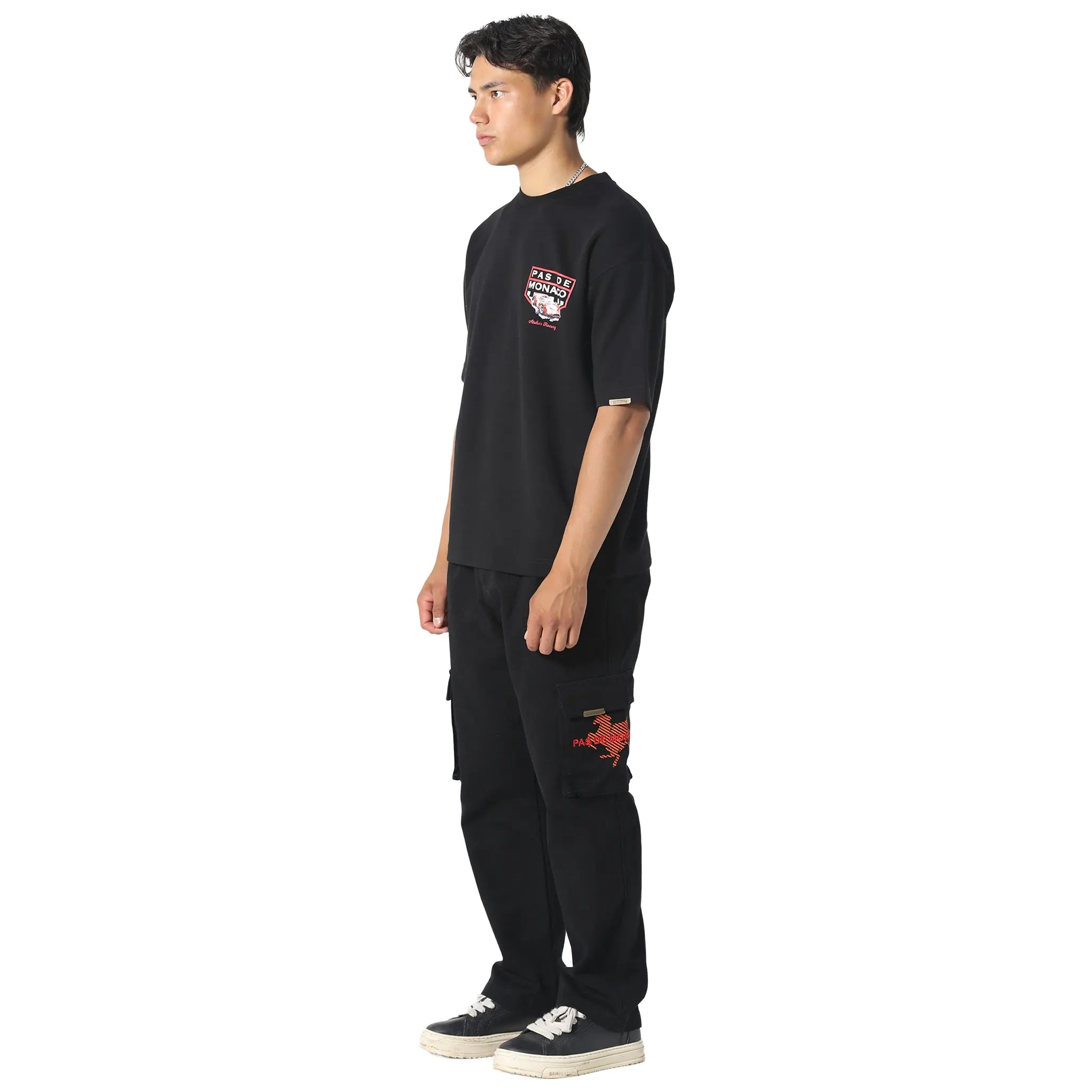 Front Side View of Pas De Monaco Victory Black T-Shirt 5060615212880