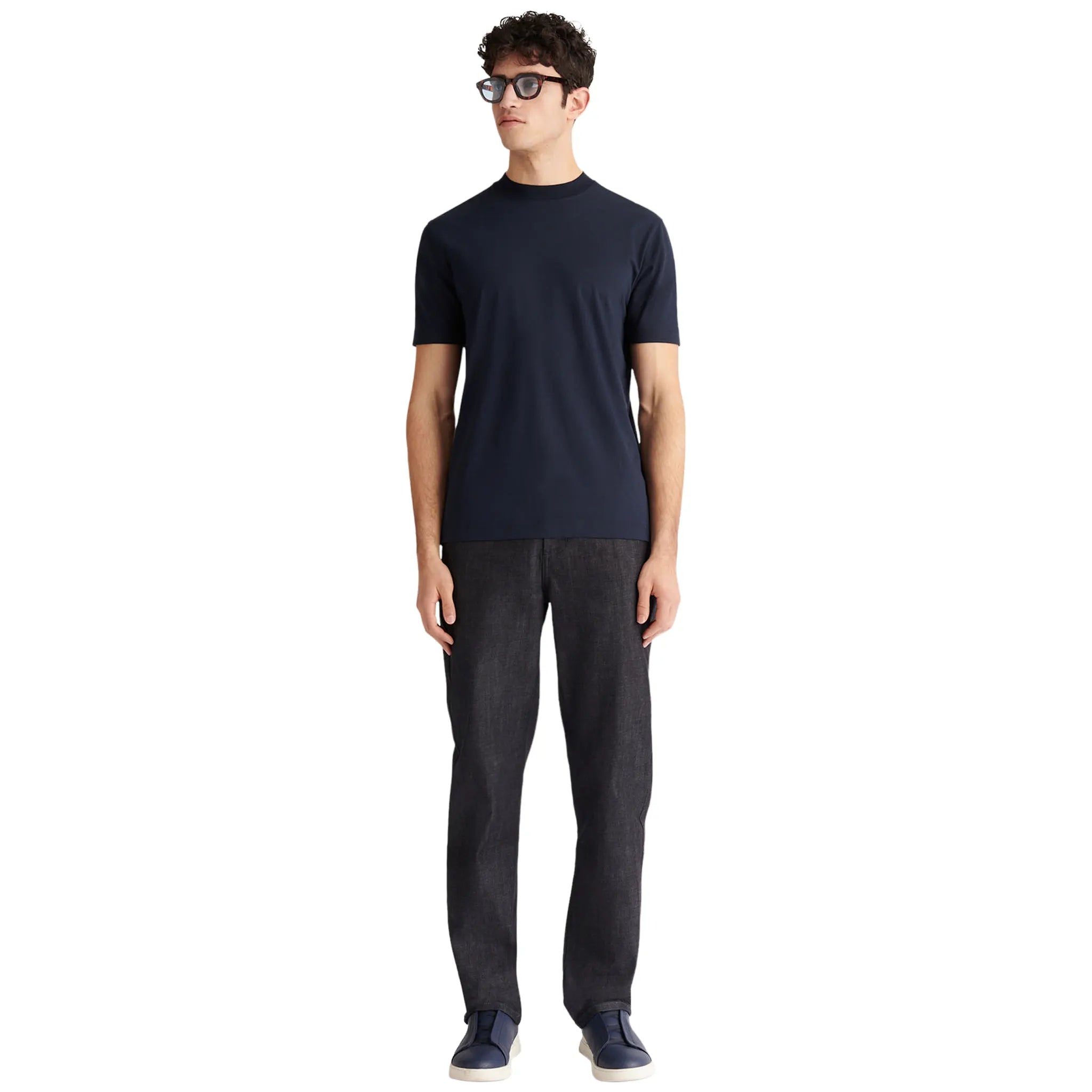 Peckham Rye Devonshire Mercerised Cotton Dark Sapphire Navy T-Shirt
