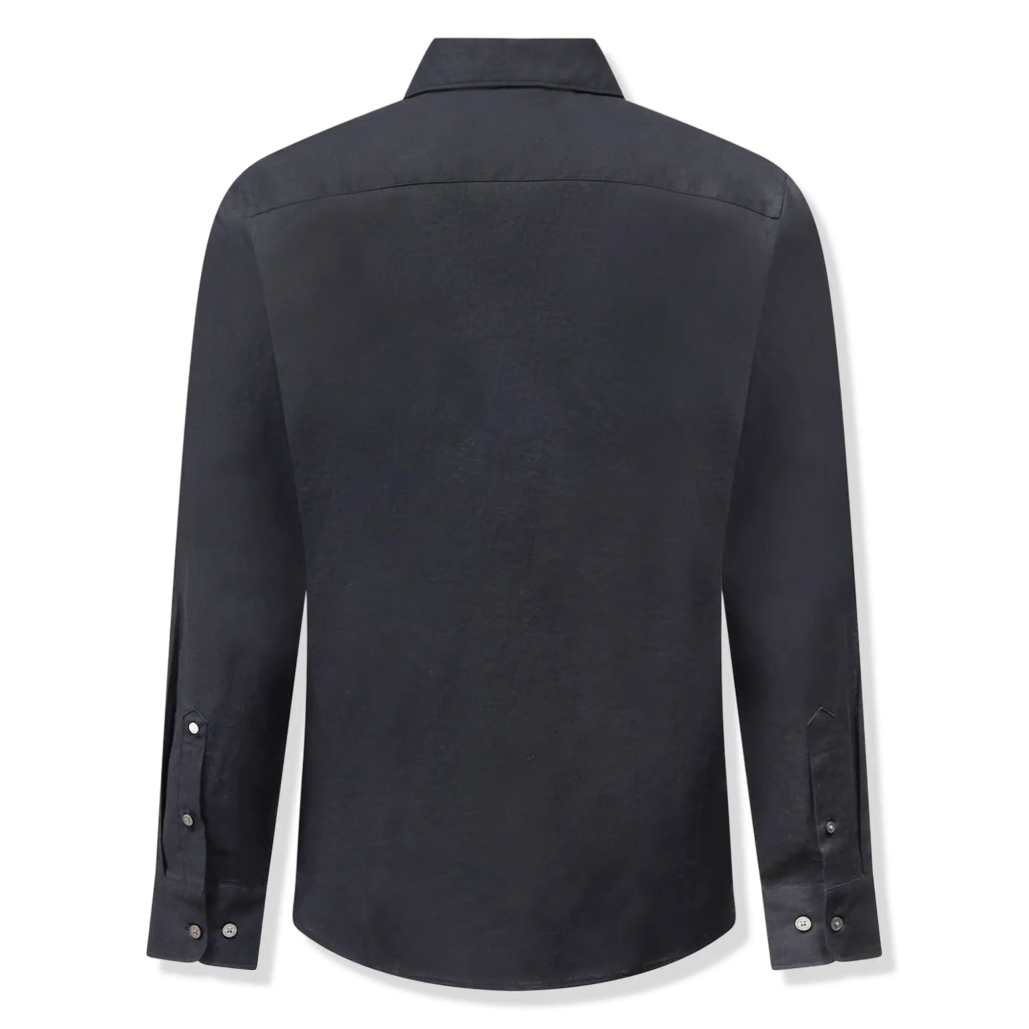 Back View of  Peckham Rye Grove Linen Blend Black Shirt