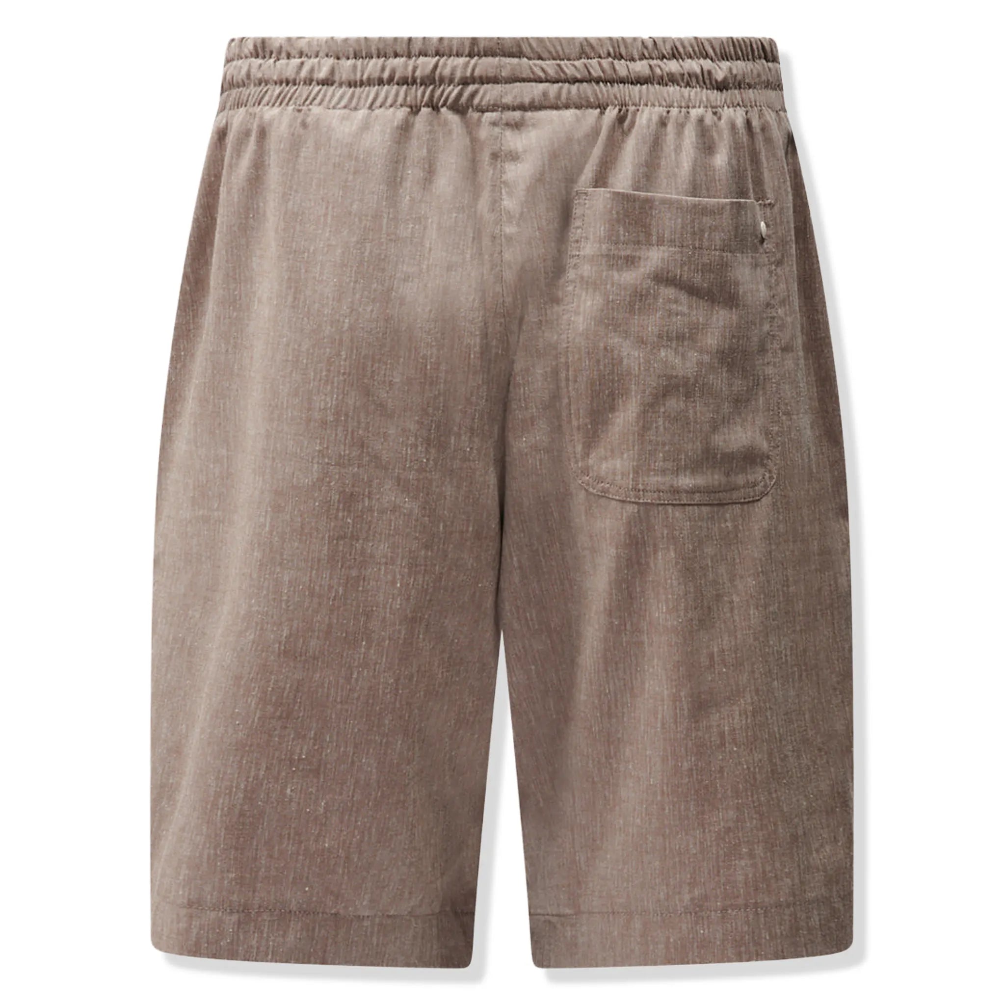 Back View of Peckham Rye Lido Linen Blend Bermuda Caribou Shorts