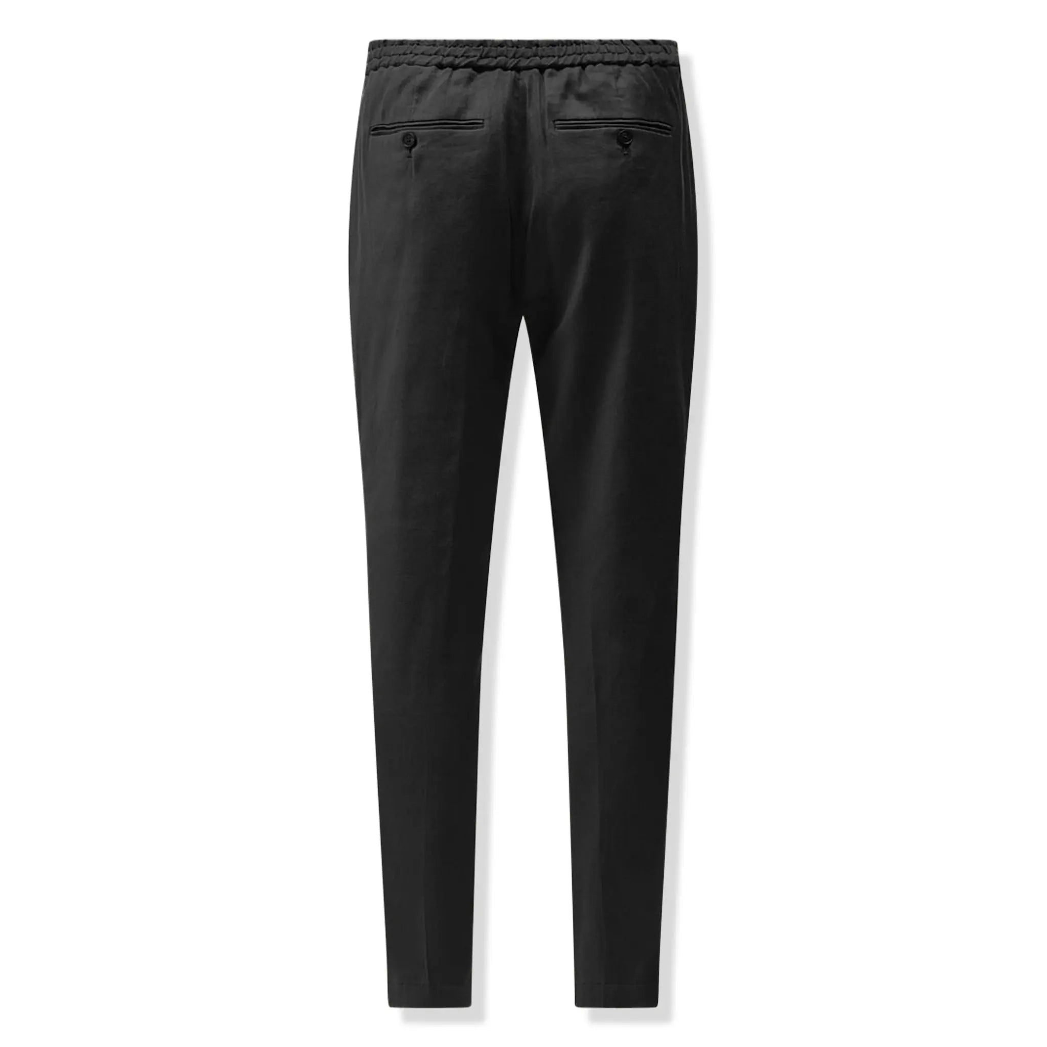 Back View of Peckham Rye Marina Linen Blend Black Trousers