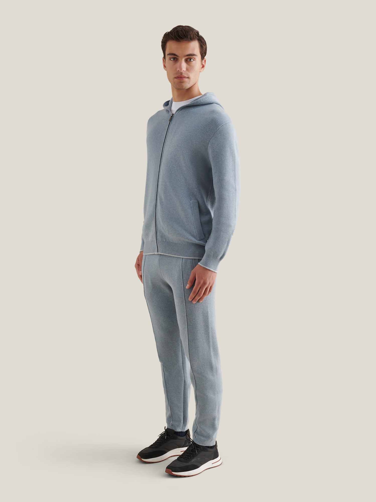 Front Side View of Peckham Rye Milano Knit Blue Blizzard Sweatpant PRY0338-J86