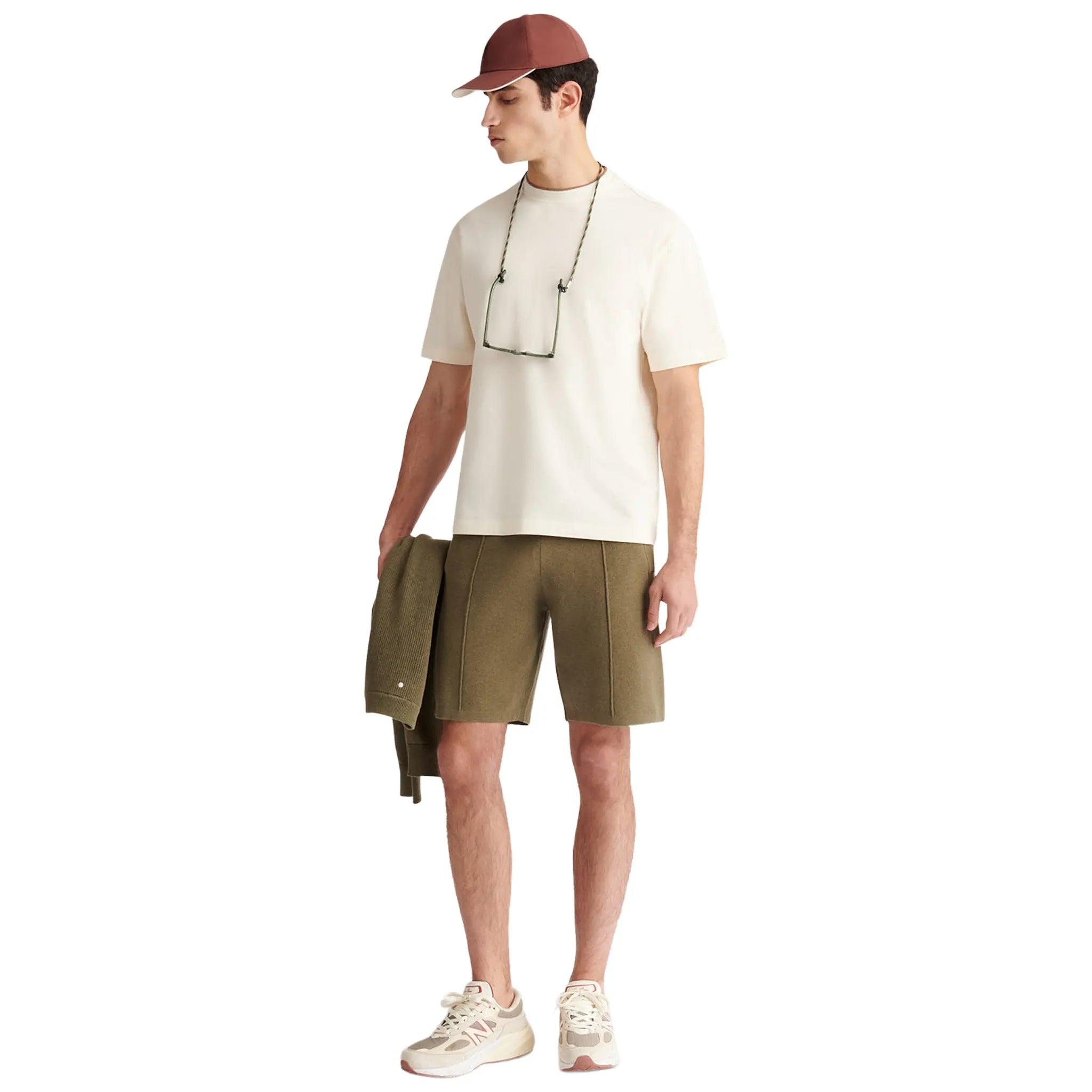 Front Side View of Peckham Rye Milano Knit Tea Leaf Shorts