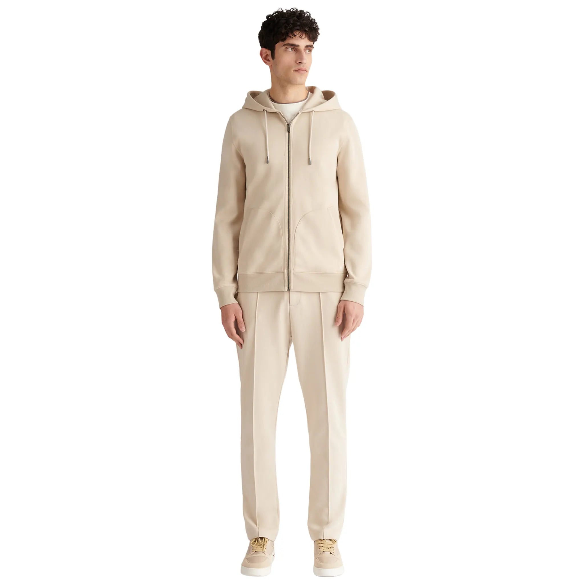 Front View of Peckham Rye Riva Jersey Interlock Peyote Trousers