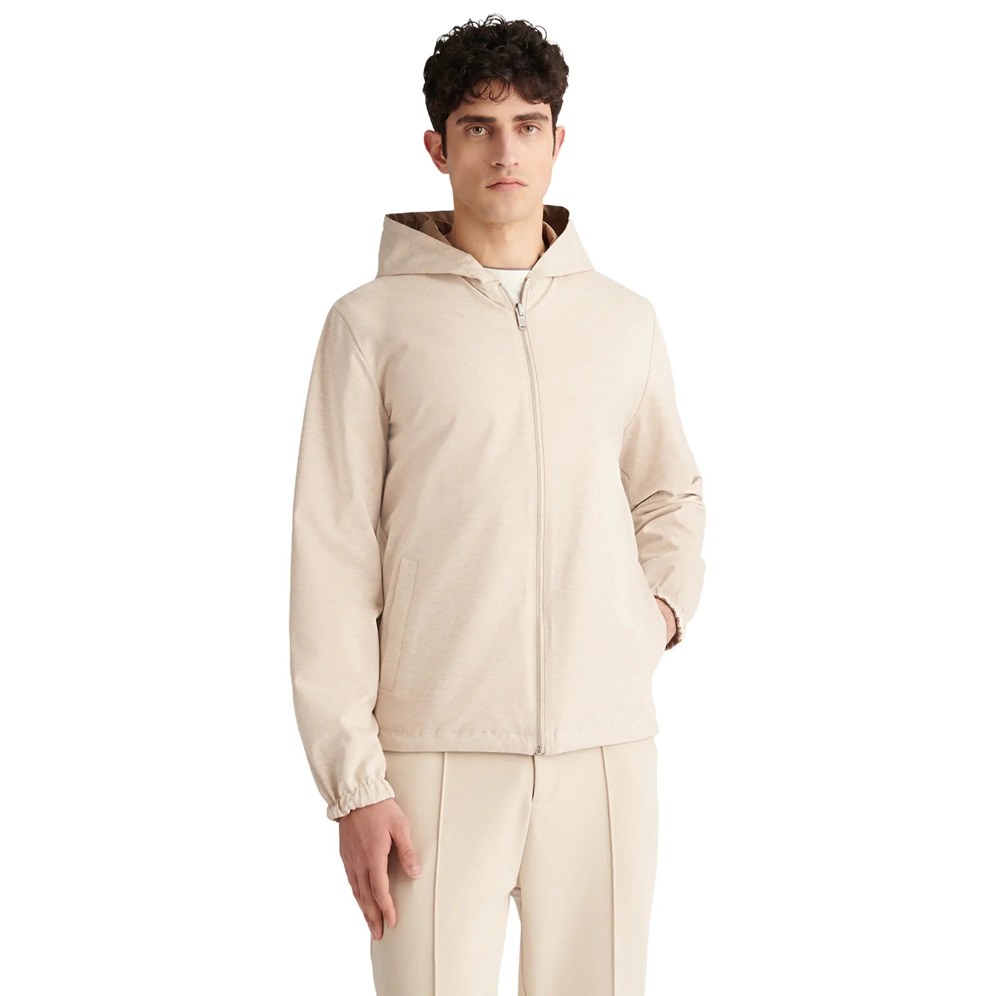 Front View of Peckham Rye Sloane Reversible Caribou Hooded Jacket