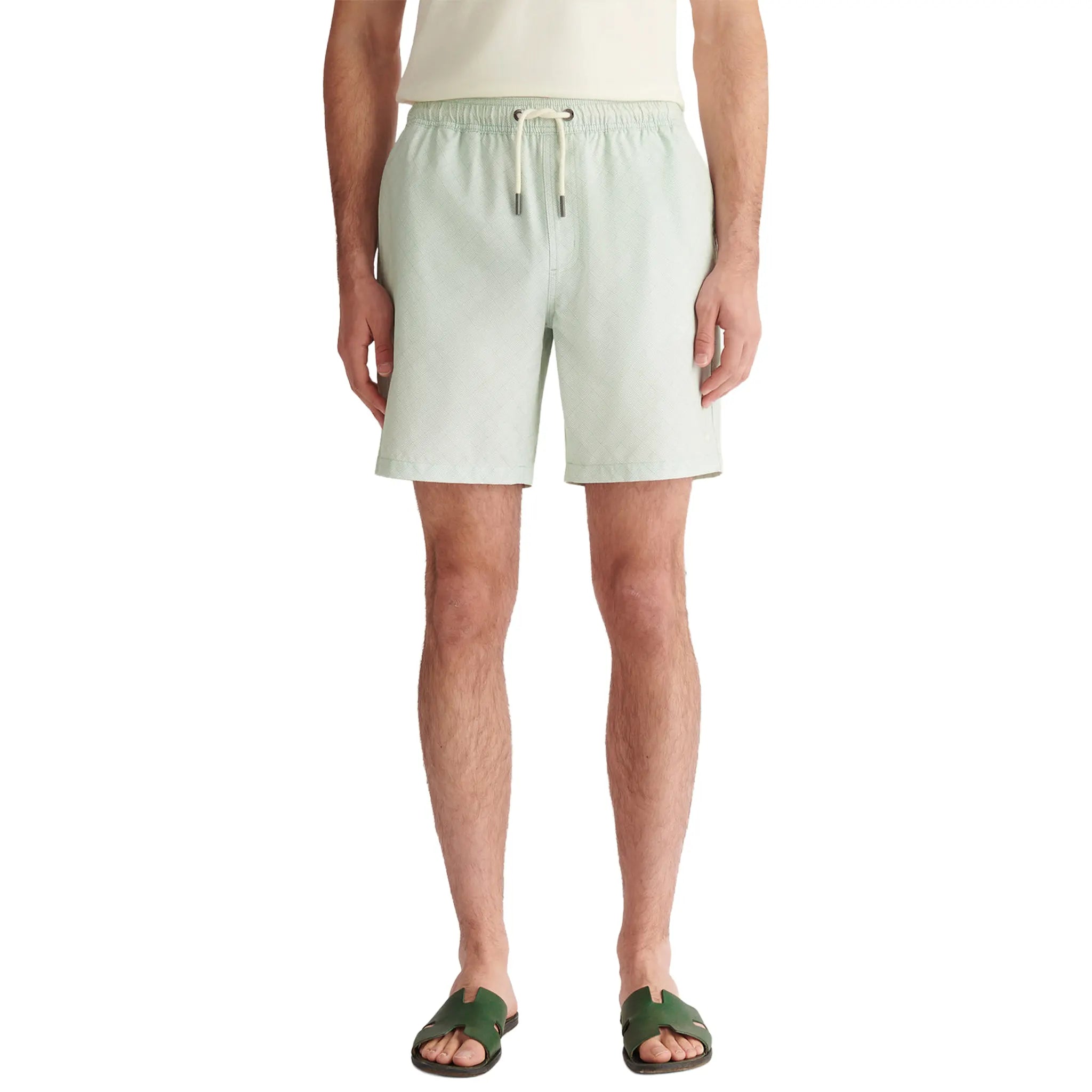 Front View of Peckham Rye The 305 Monogram Seafoam Swim Shorts