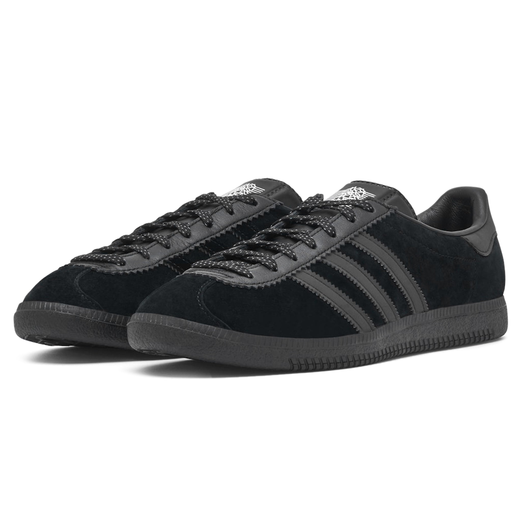 Front side view of Peter Saville x Adidas Pulsebeat Spezial Black Carbon GV9031