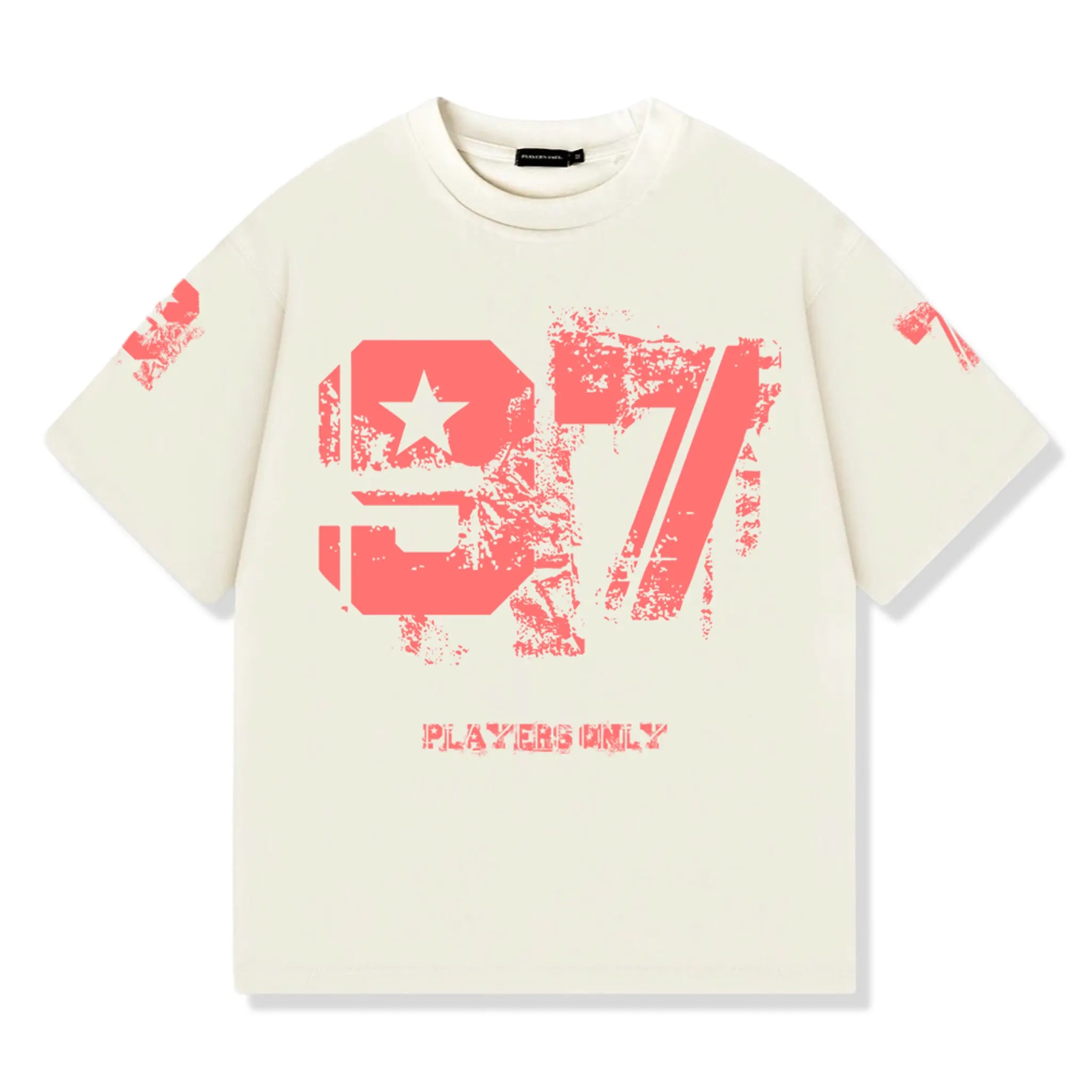 Front View of Players Only Distressed 97 Jersey Black T-Shirt
