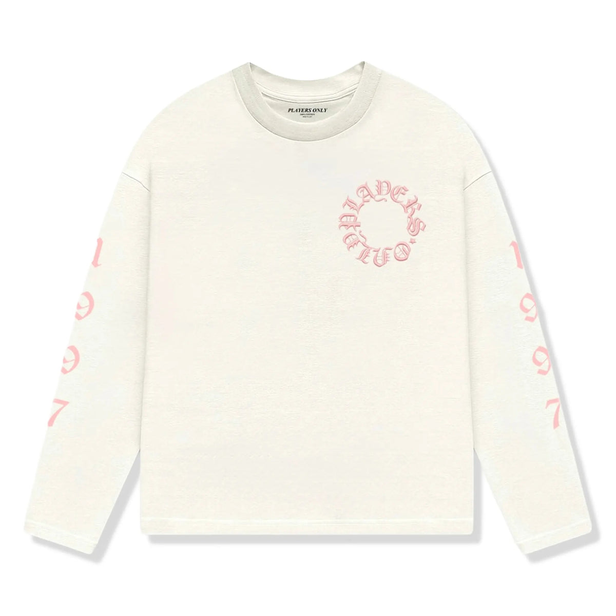 Players Only Embroidered L/S Ecru Pink T-Shirt | sku-56551848083842