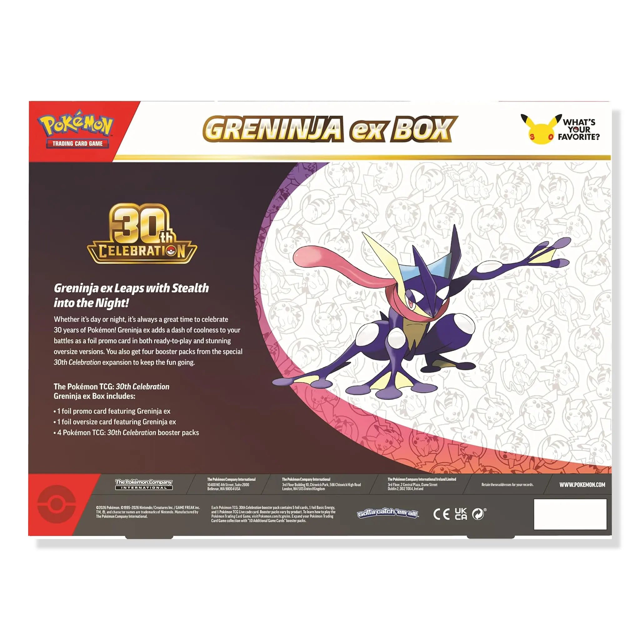 Back View of Pokemon Mega Evolution 30th Celebration Greninja Ex Box (2026)