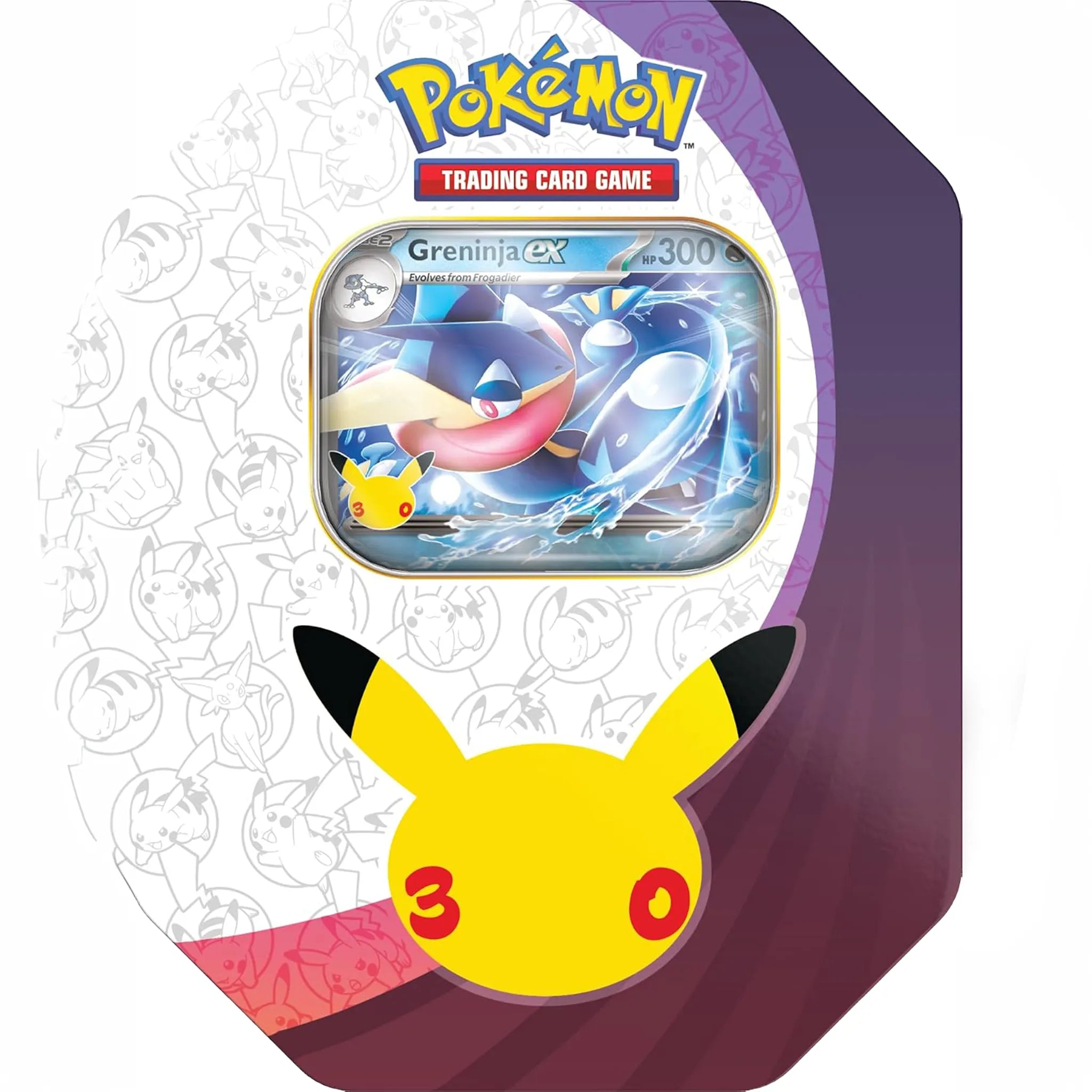 Front View of Pokemon Mega Evolution 30th Celebration Greninja Tin Box (2026)