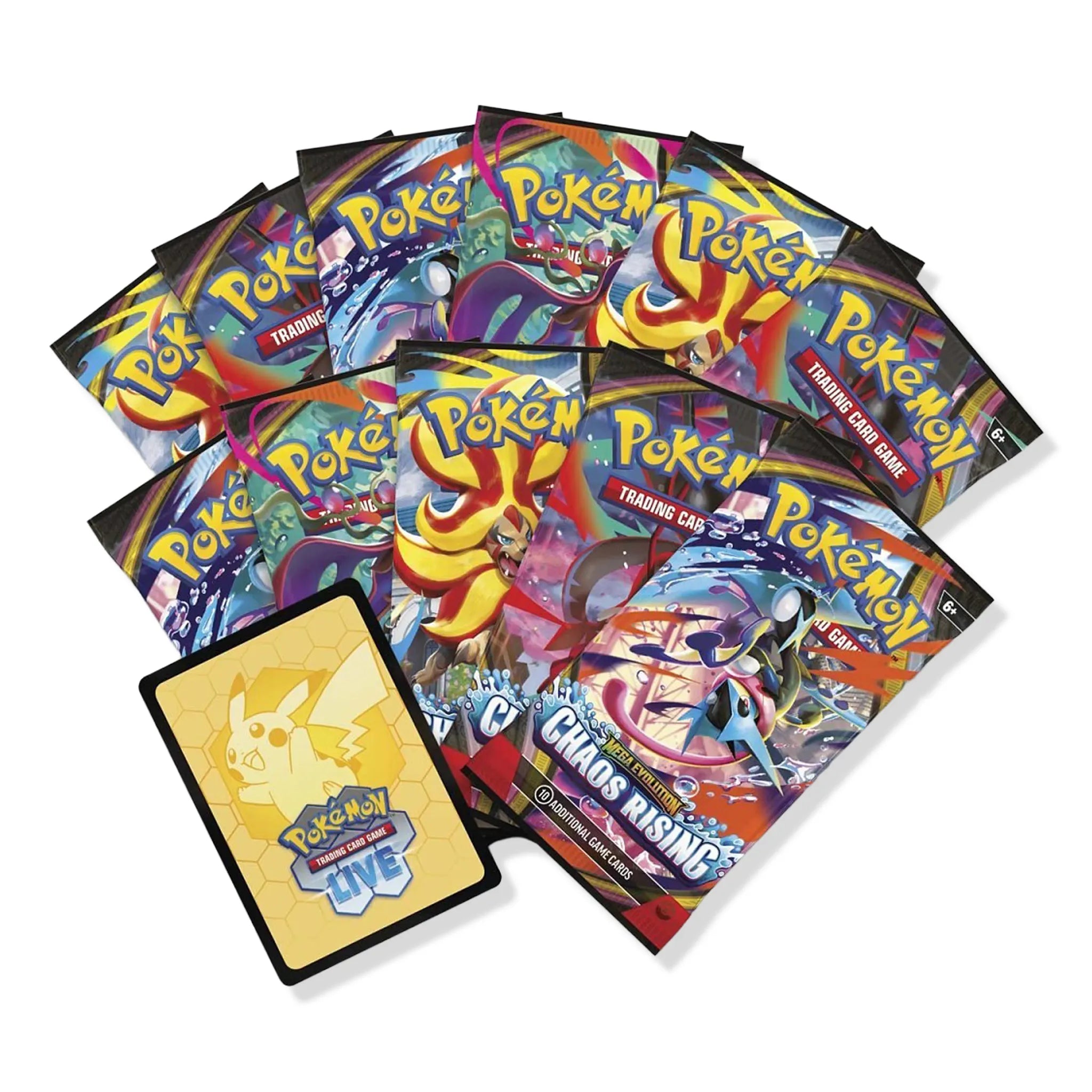 Packet View of Pokemon Mega Evolution Chaos Rising Pokemon Center Elite Trainer Box (2026)