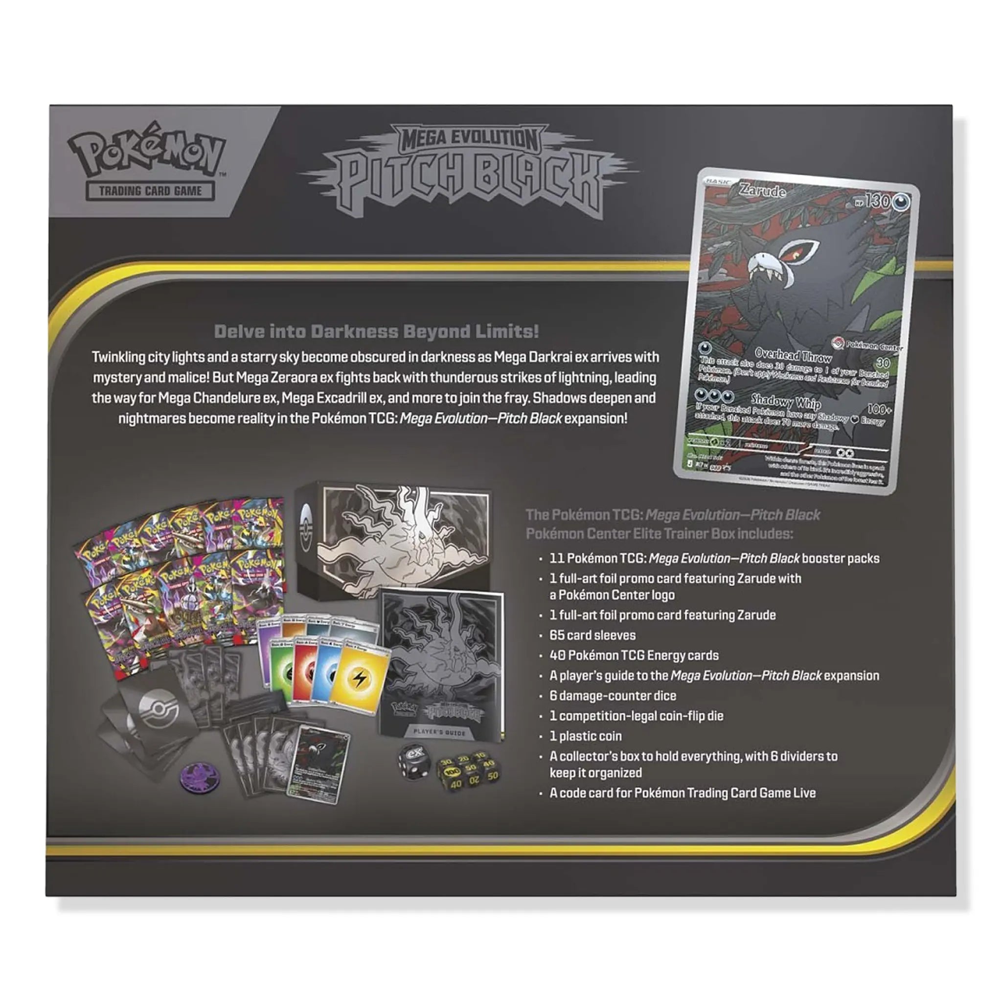 Back View of Pokemon Mega Evolution Pitch Black Pokemon Center Elite Trainer Box (2026)